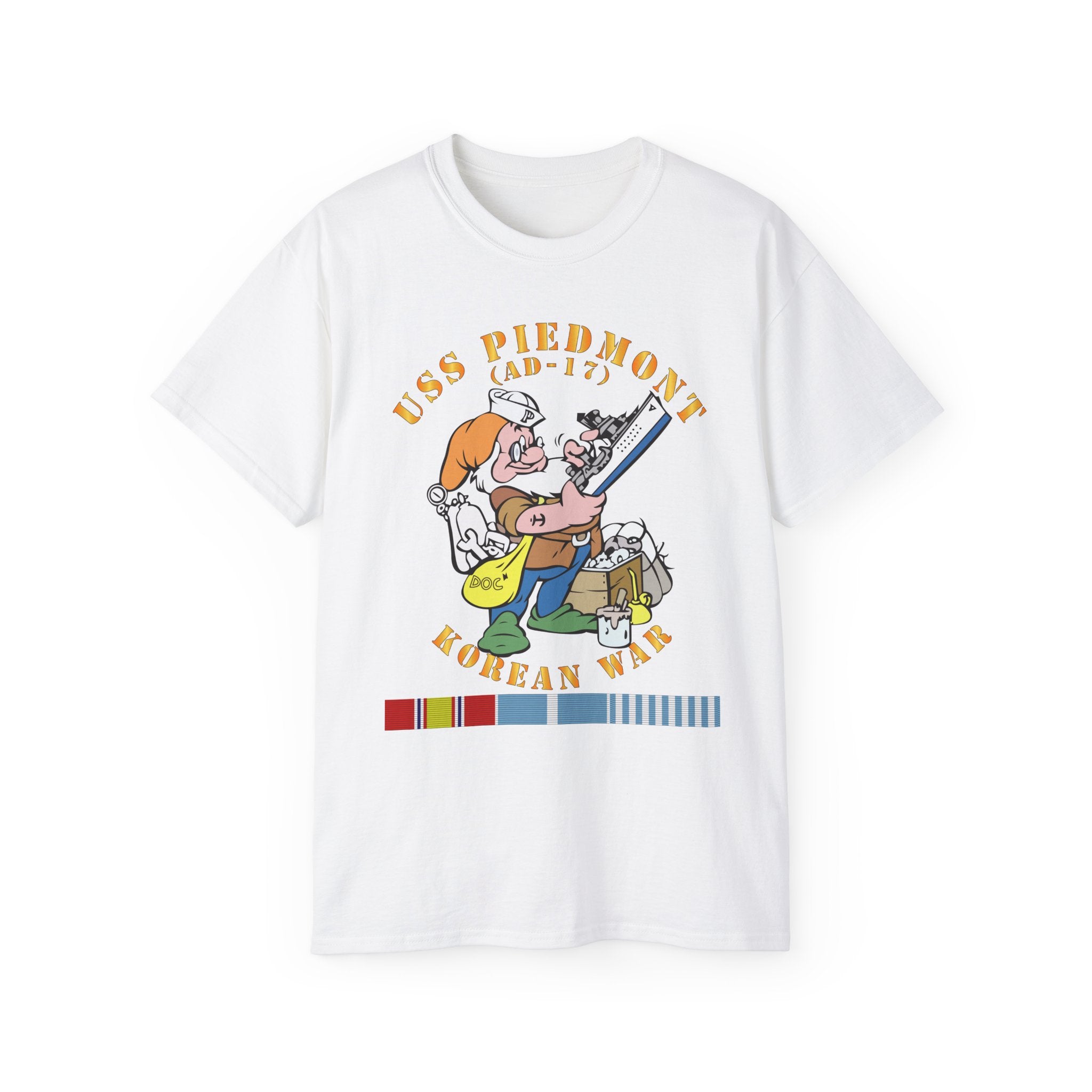 Unisex Ultra Cotton T-Shirt - Navy - USS Piedmont (AD-17) w KOREA SVC - Korean War