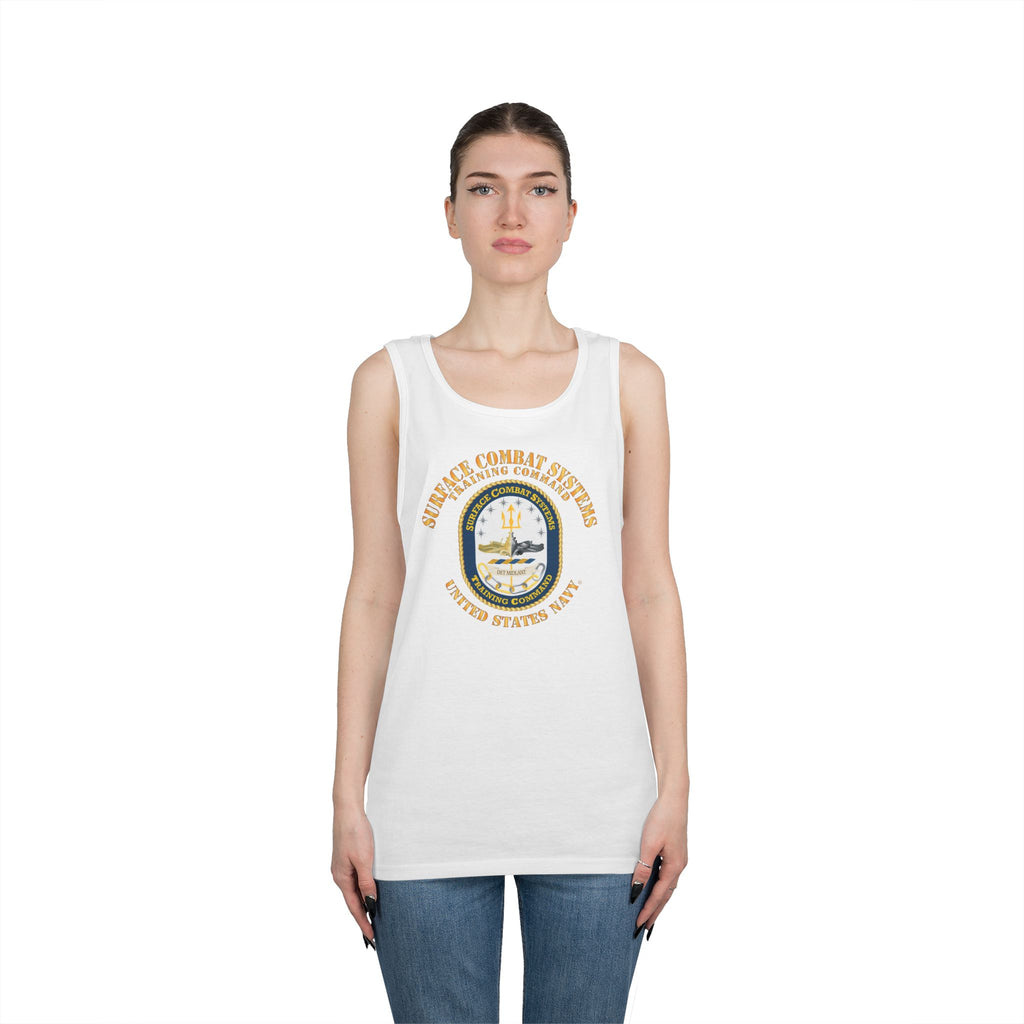 Unisex Heavy Cotton Tank Top - Navy - Surface Combat Systems Training Command - DET MIDLANT