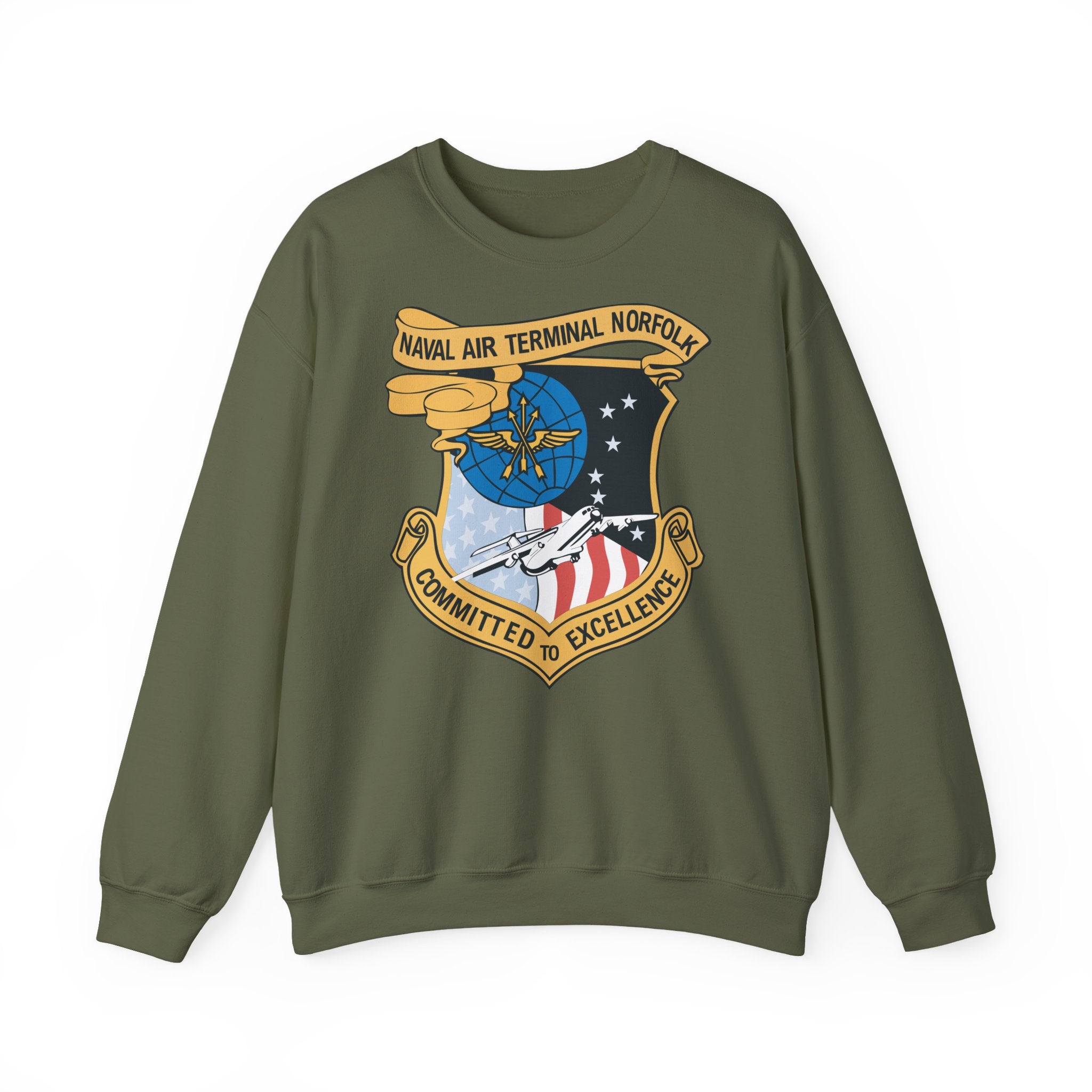 Unisex Heavy Blend™ Crewneck Sweatshirt - Navy - Naval Air Terminal Norfolk wo Txt