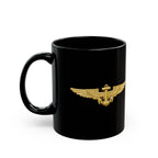 Black Mug (11oz, 15oz) - Navy - Badge - Naval Aviator Wings wo txt - 3D - Enhanced