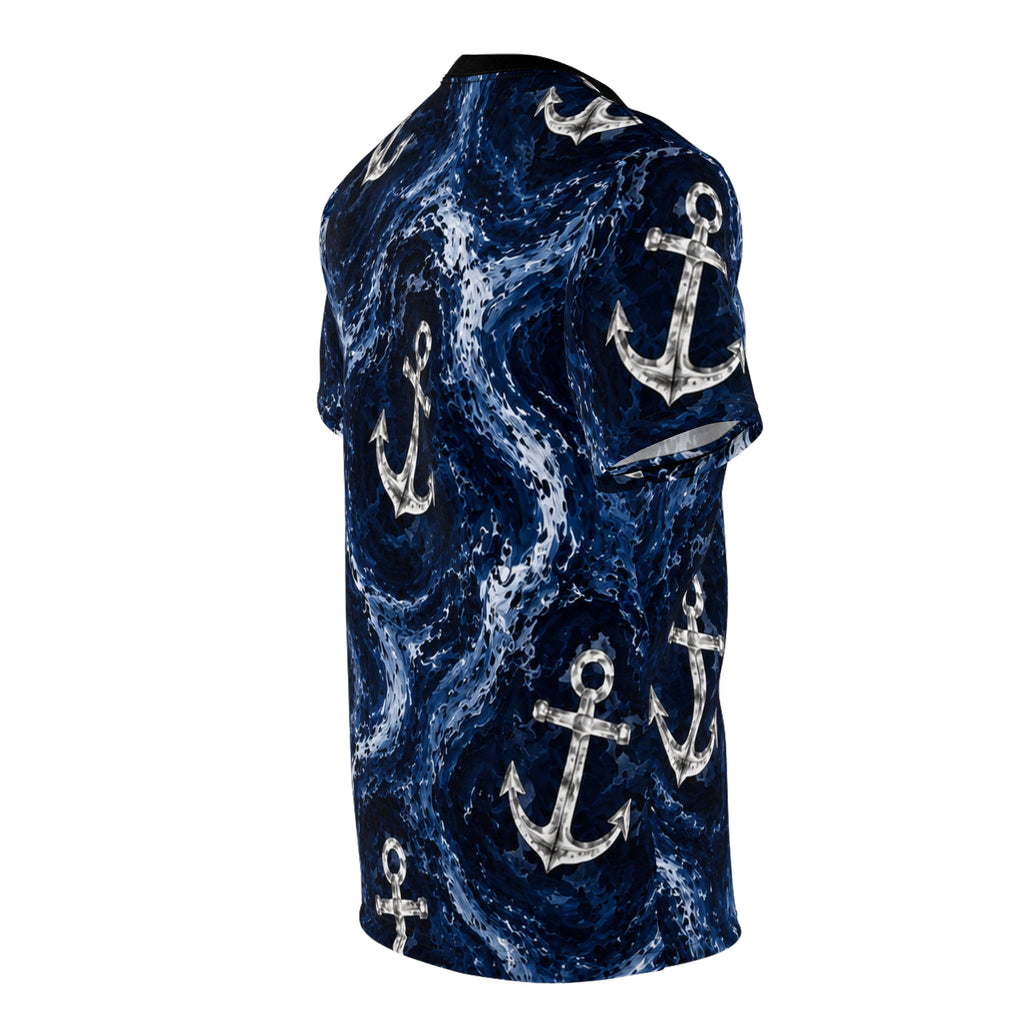 Navy Anchor Hydrorip All-Over Print Tee — Navy Wave Military Shirt