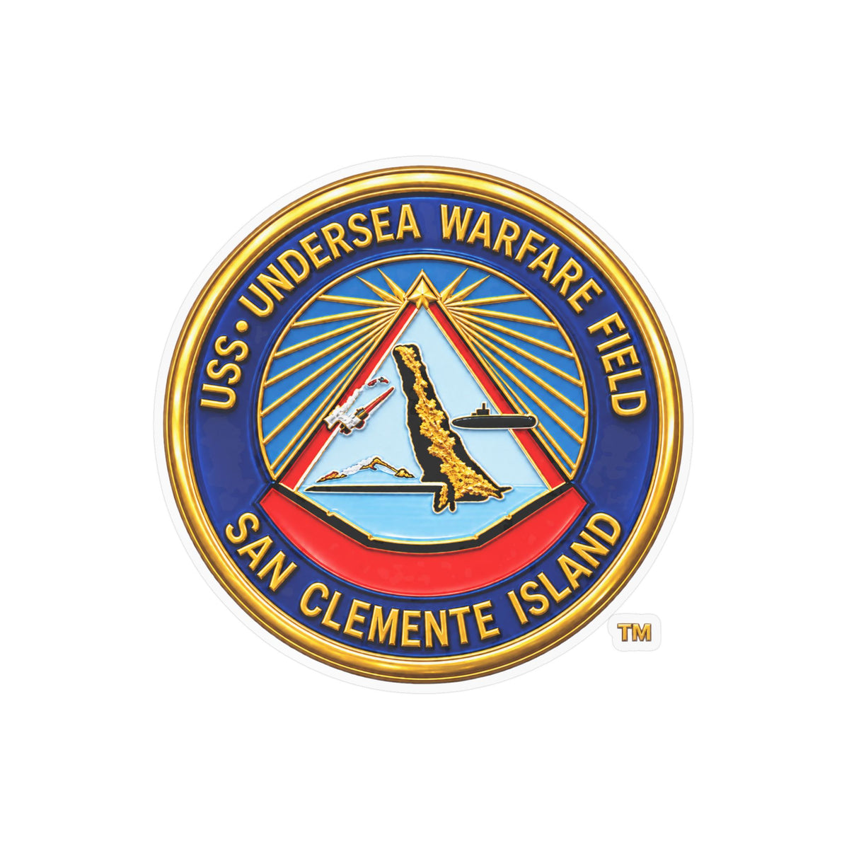 Kiss-Cut Vinyl Decal - Navy - USS Undersea Warfare Field - San Clemente Island - Crest - 3D - Enhanced
