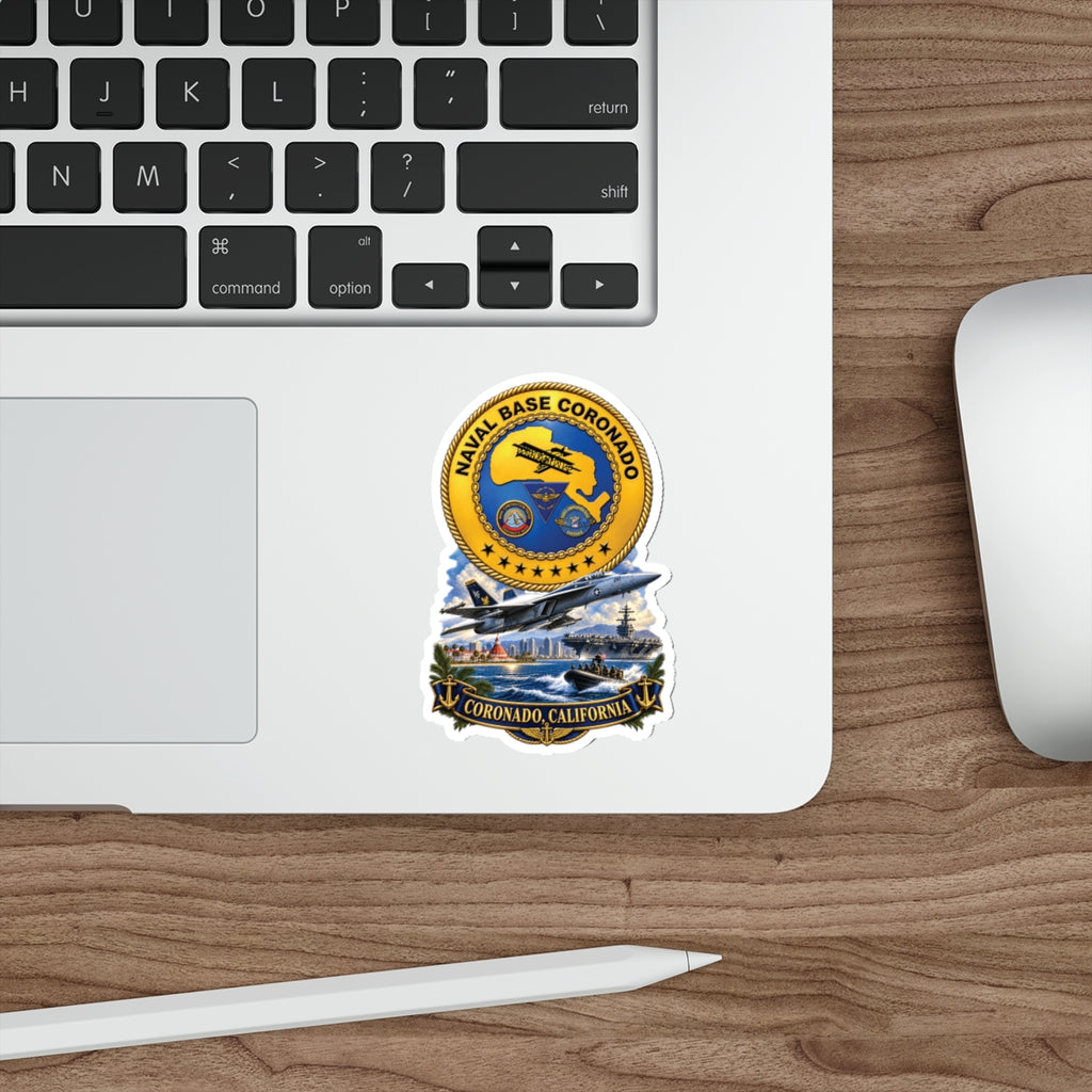 Die-Cut Vinyl Sticker - NAVY - Naval Base Coronado - Crest w Scene - Coronado California - 3D - Enhanced