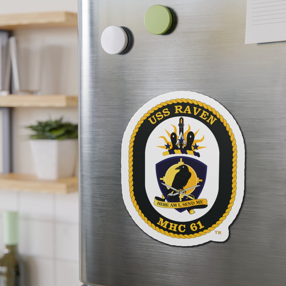 Die-Cut Magnet - Navy - USS Raven (MHC-61) wo txt