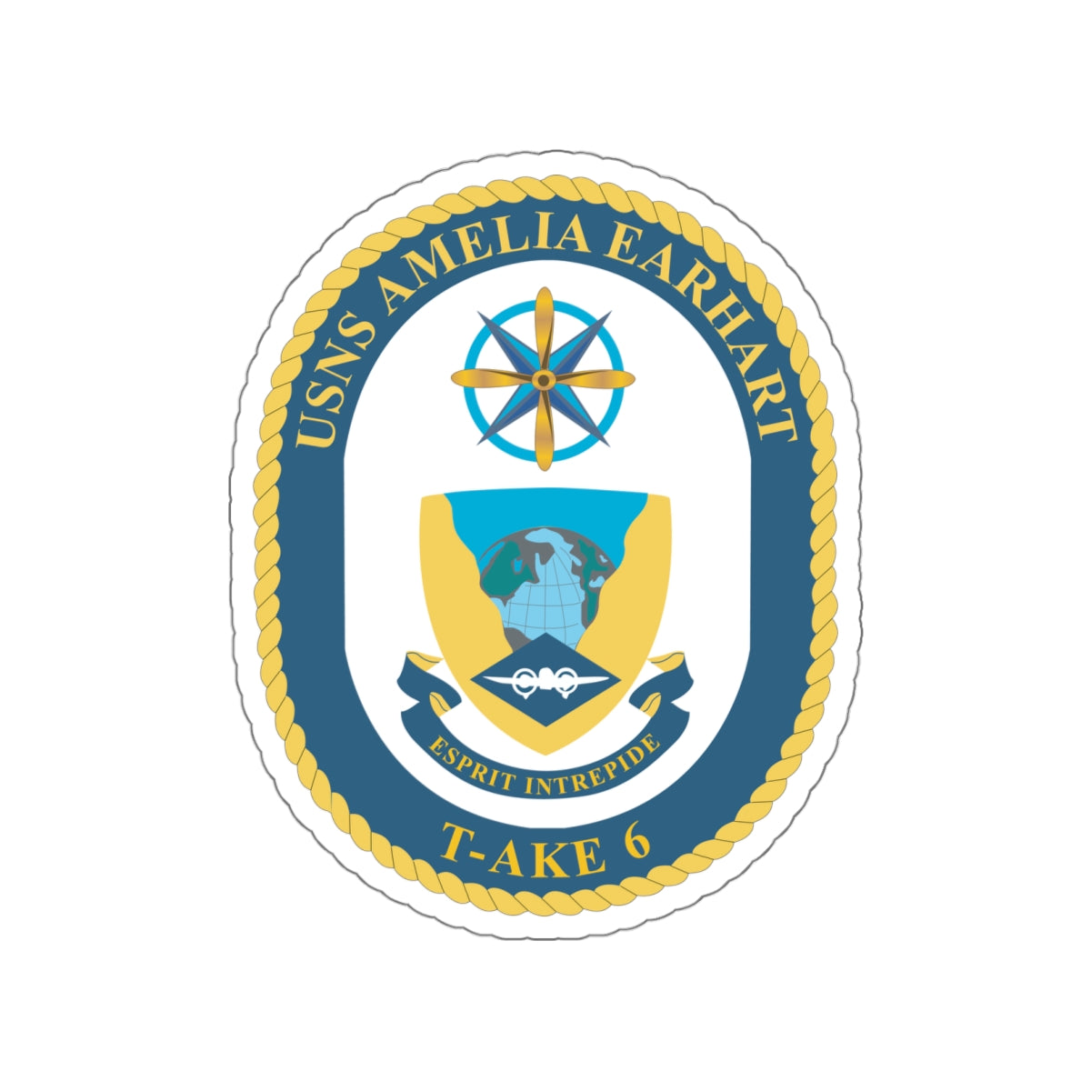 Die-Cut Vinyl Sticker - Navy - USNS Amelia Earhart (T-AKE 6) wo txt