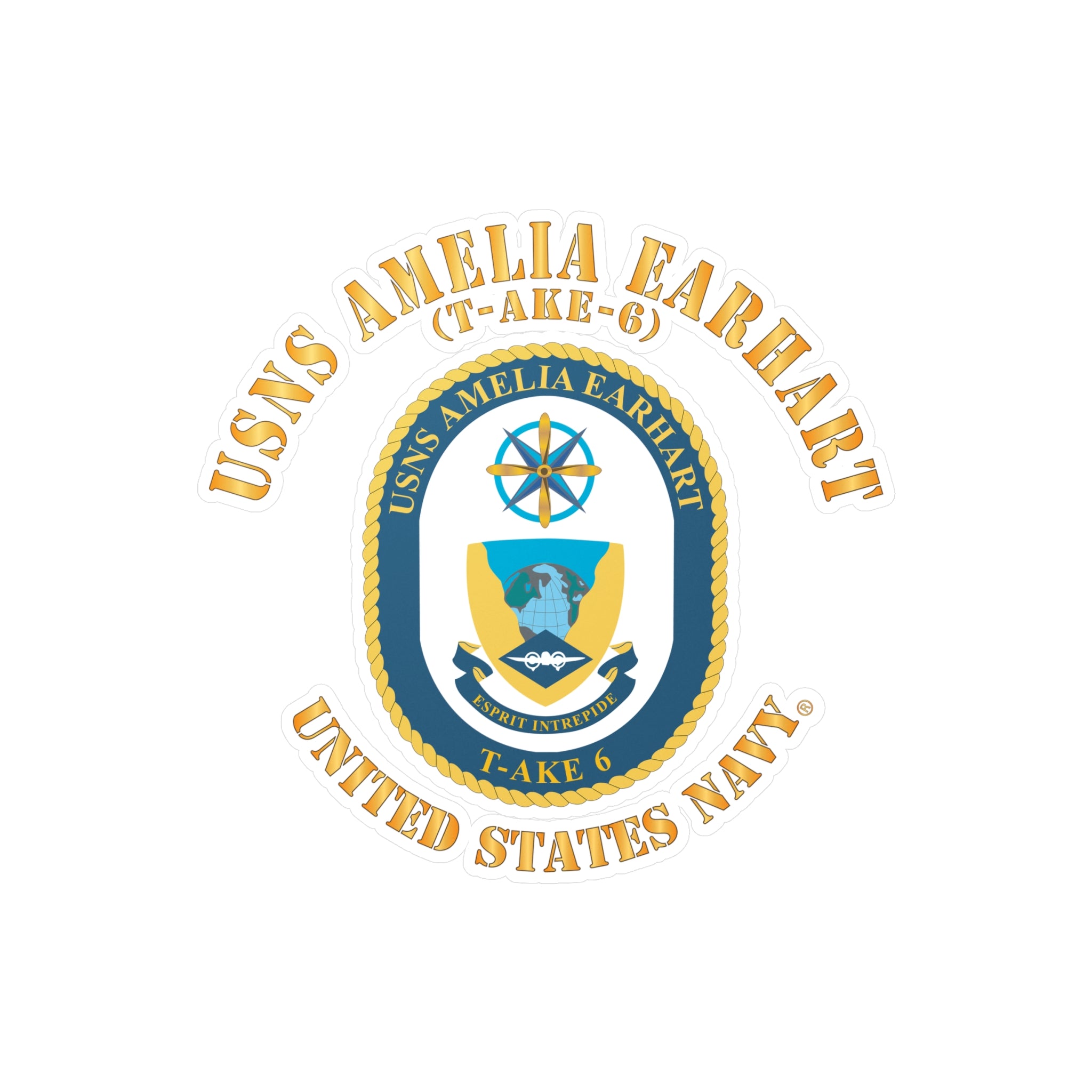 Kiss-Cut Vinyl Decal - Navy - USNS Amelia Earhart (T-AKE 6)