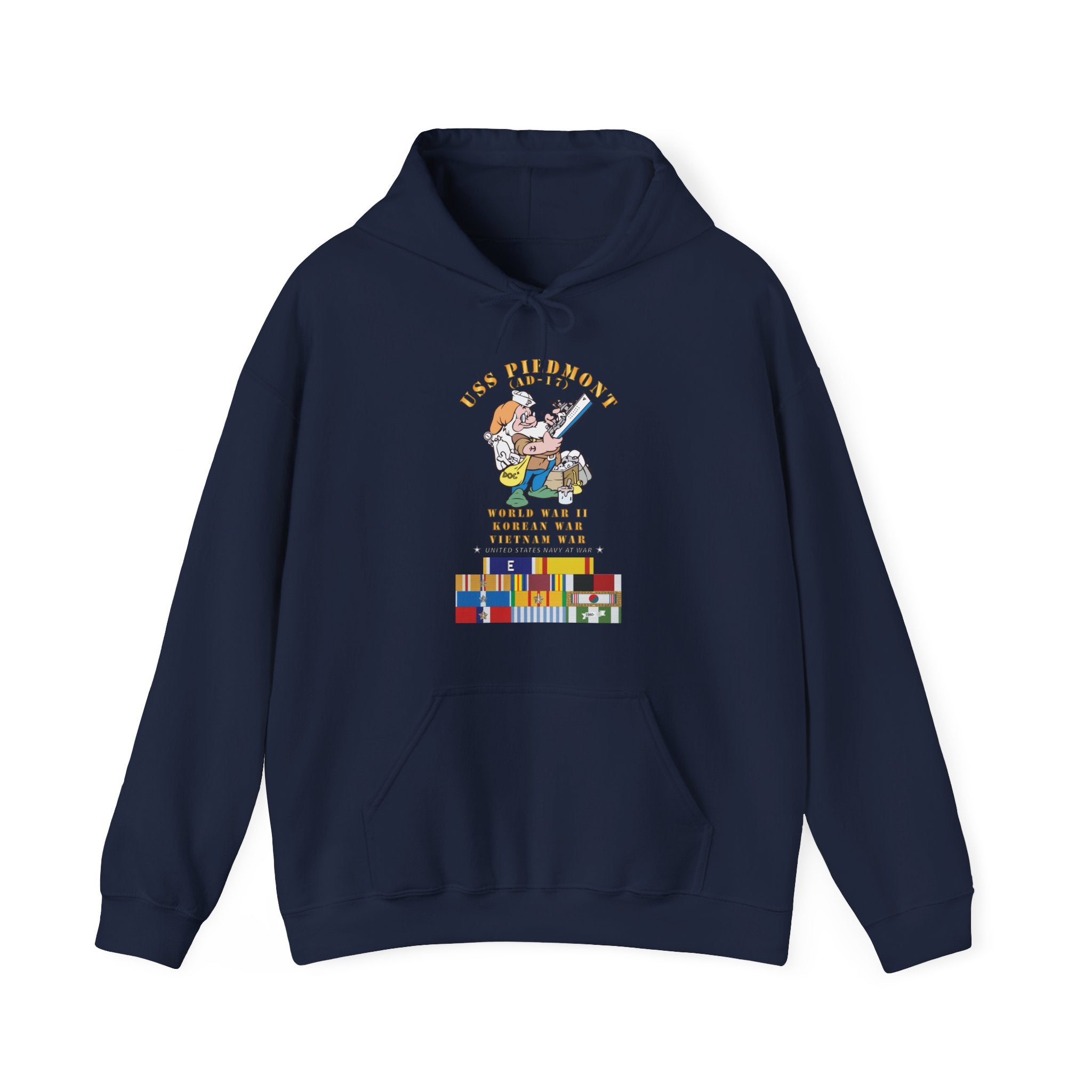 Unisex Heavy Blend™ Hoodies - Navy - USS Piedmont (AD-17) w WWII - KOREA - VN SVC