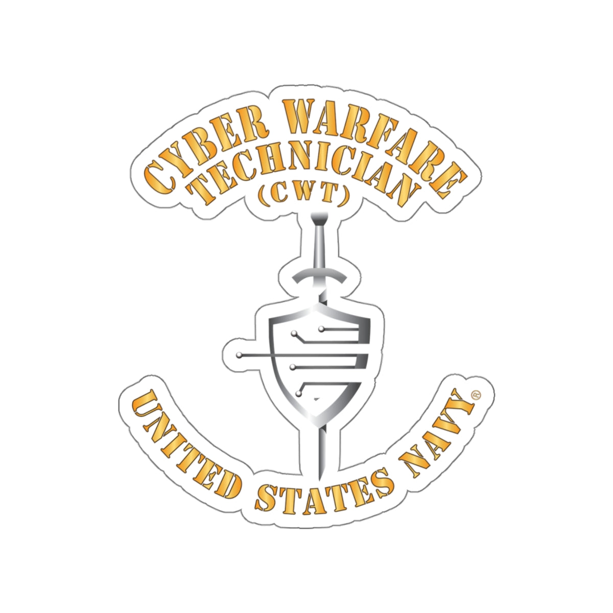 Die-Cut Vinyl Sticker - Navy - Rate - Cyber Warfare Technician (CWT)