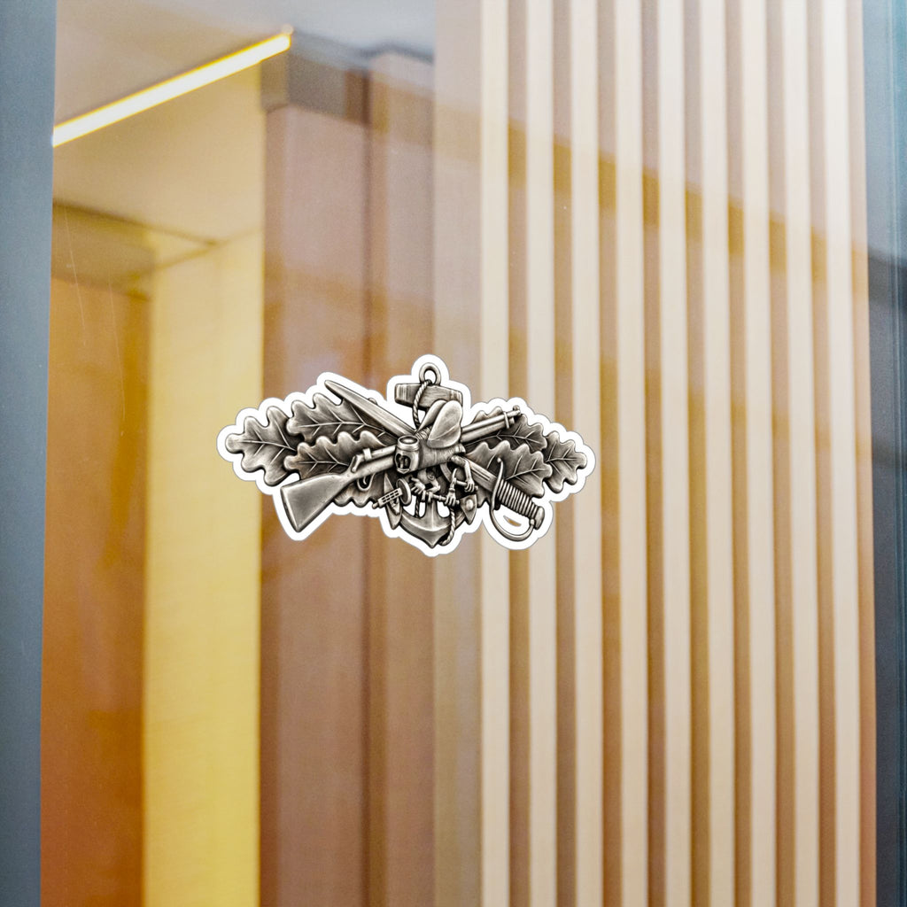 Kiss-Cut Vinyl Decal - Navy - Badge - Seabee combat warfare specialist wo txt - Enlisted - 3D - Enhanced