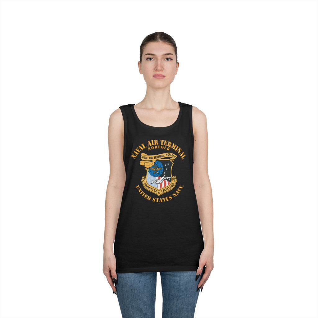 Unisex Heavy Cotton Tank Top - Navy - Naval Air Terminal Norfolk