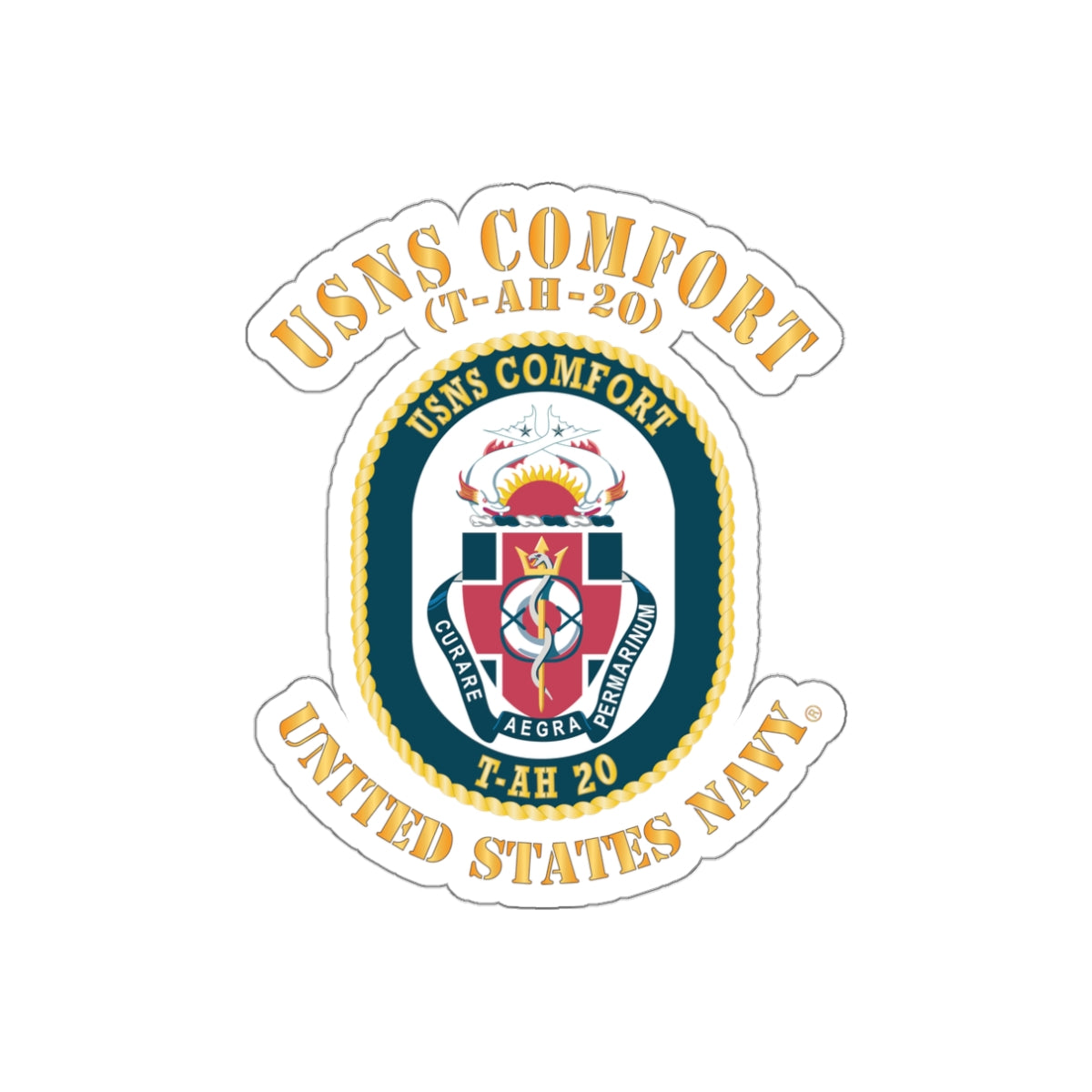 Die-Cut Vinyl Sticker - Navy - USNS Comfort (T-AH-20)