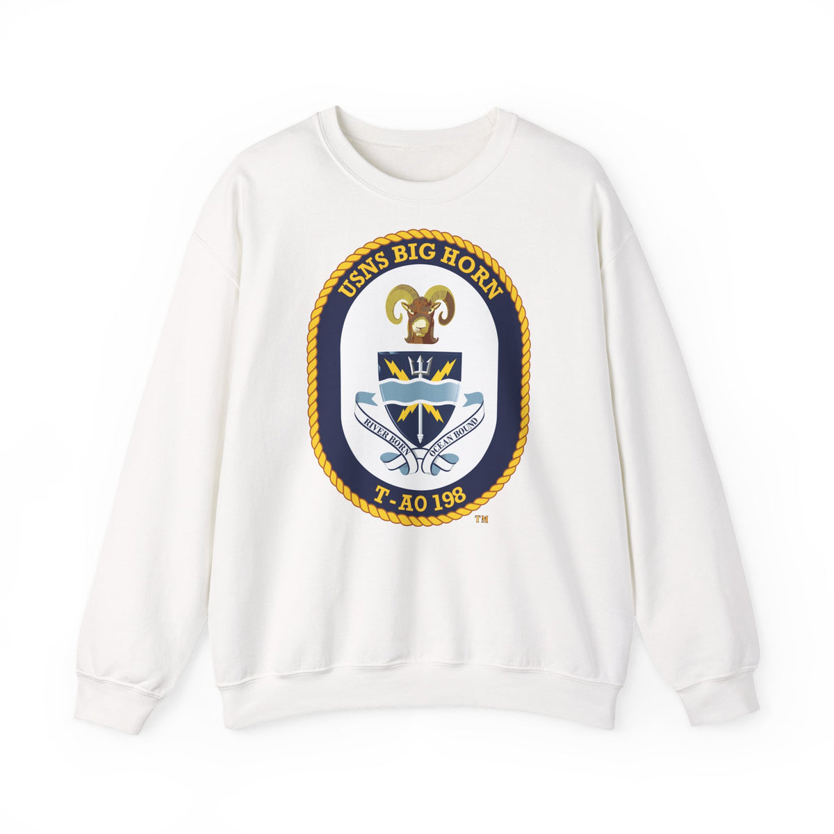 Unisex Heavy Blend™ Crewneck Sweatshirt - Navy - USNS Big Horn (T-AO 198) wo txt