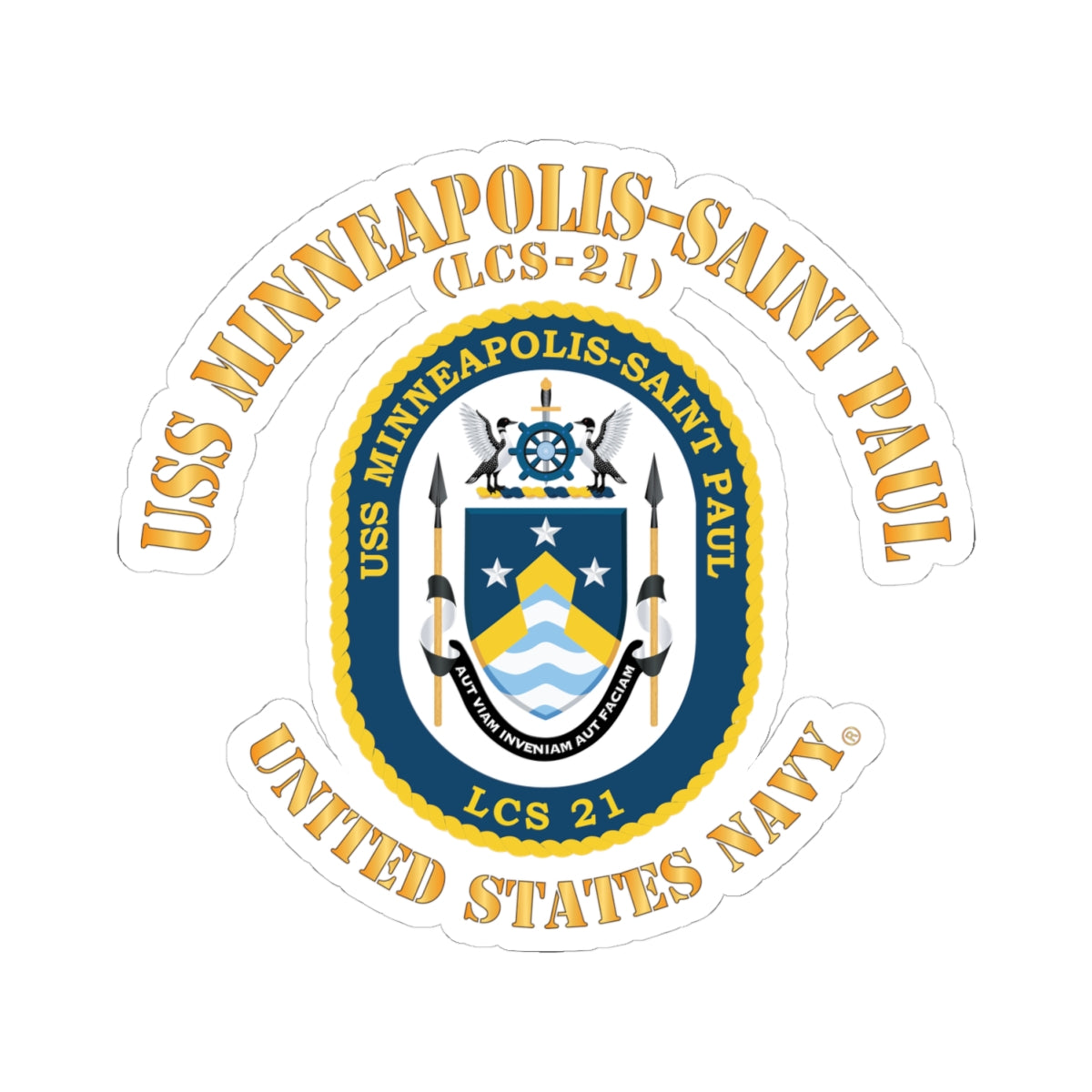 Kiss-Cut Stickers - Navy - USS Minneapolis–Saint Paul (LCS-21)