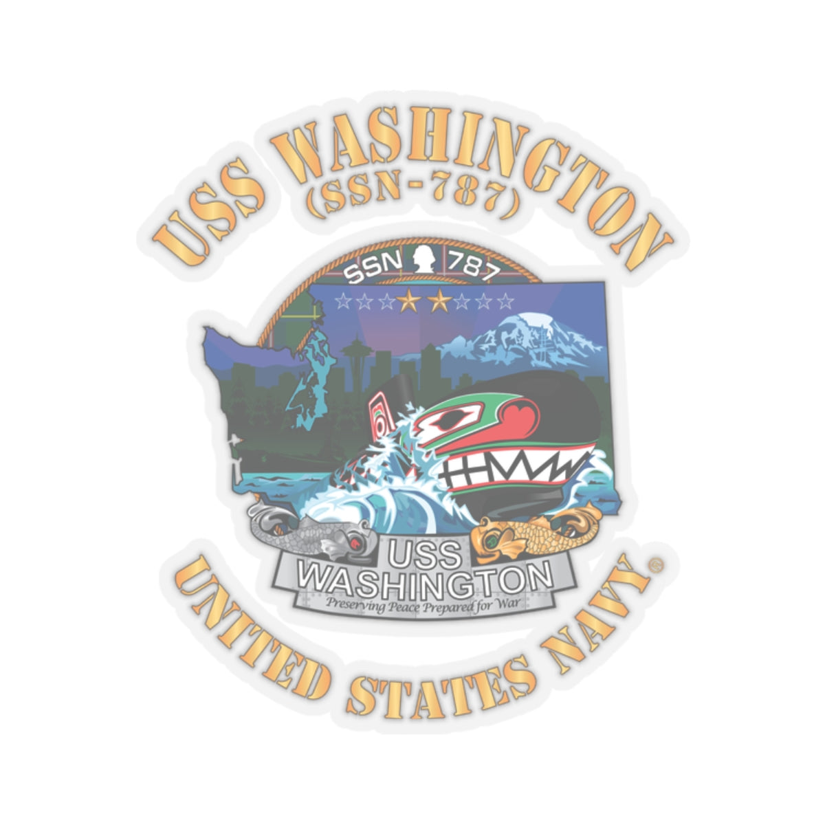 Kiss-Cut Stickers - Navy - USS Washington (SSN-787) X 300