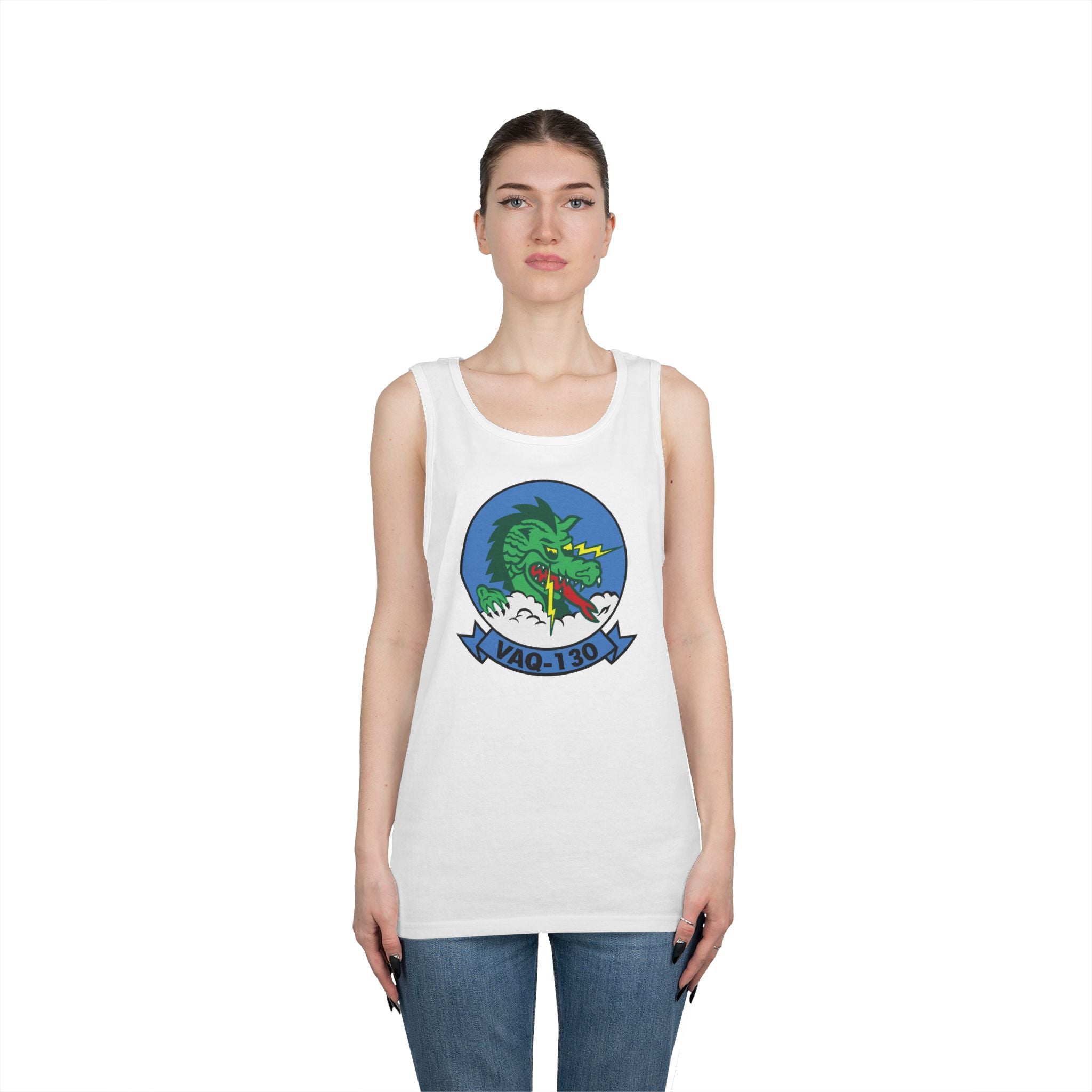 Unisex Heavy Cotton Tank Top - Navy - Electronic Attack Squadron 130 (VAQ-130) wo txt