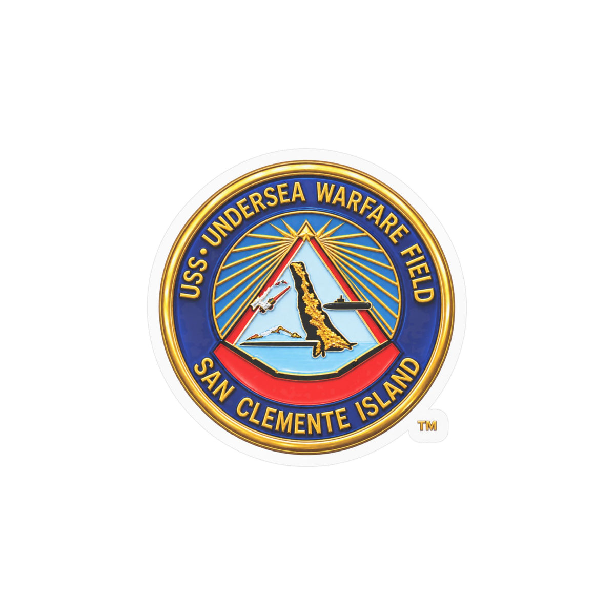Kiss-Cut Vinyl Decal - Navy - USS Undersea Warfare Field - San Clemente Island - Crest - 3D - Enhanced