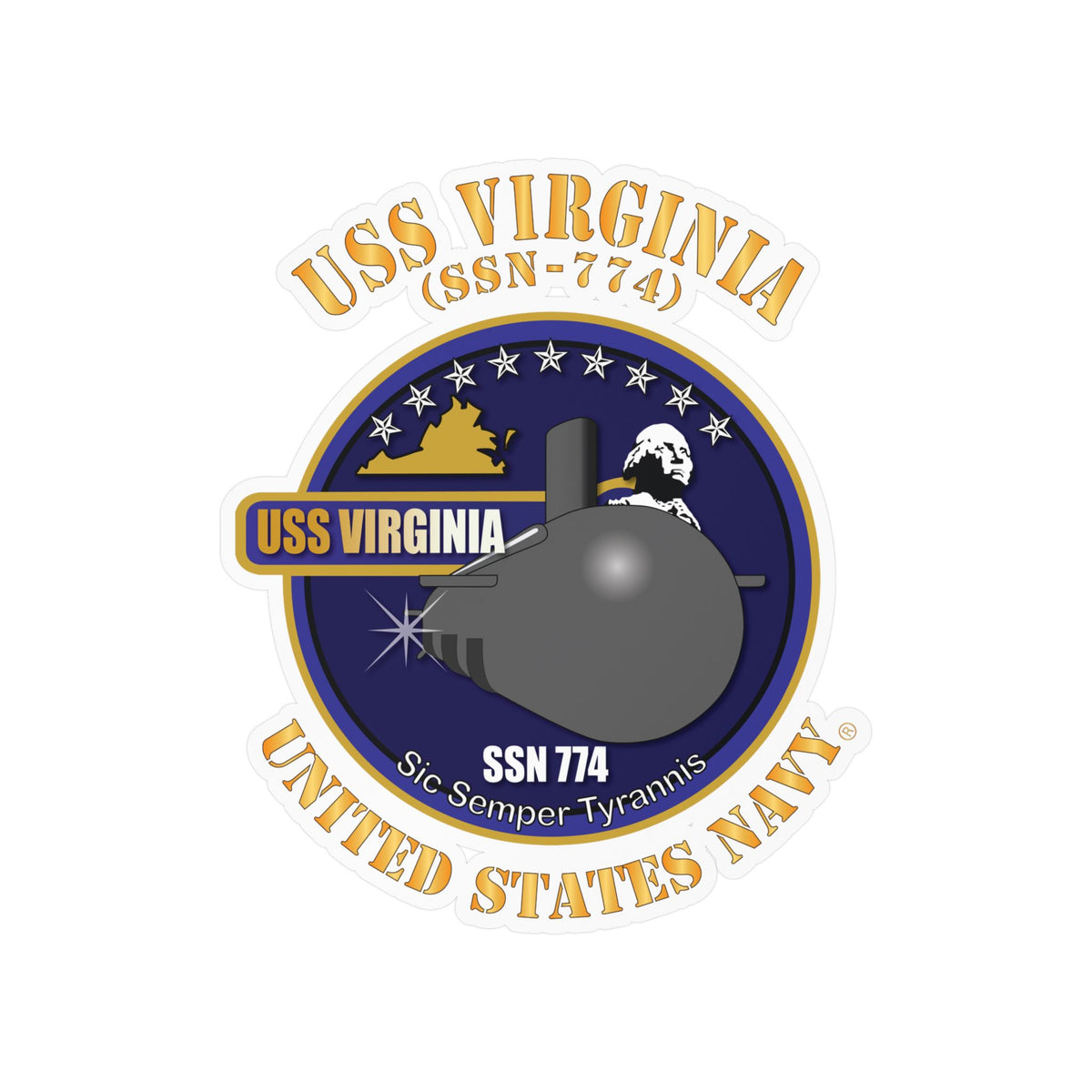 Kiss-Cut Vinyl Decal - Navy - USS Virginia (SSN-774) X 300