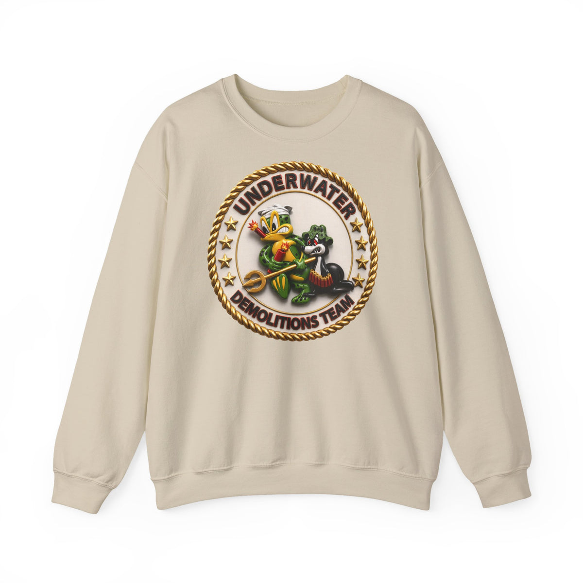 Unisex Heavy Blend™ Crewneck Sweatshirt - Navy - SOF - Underwater Demolitions Team - Sammy - Freddie - 3D - Enhanced