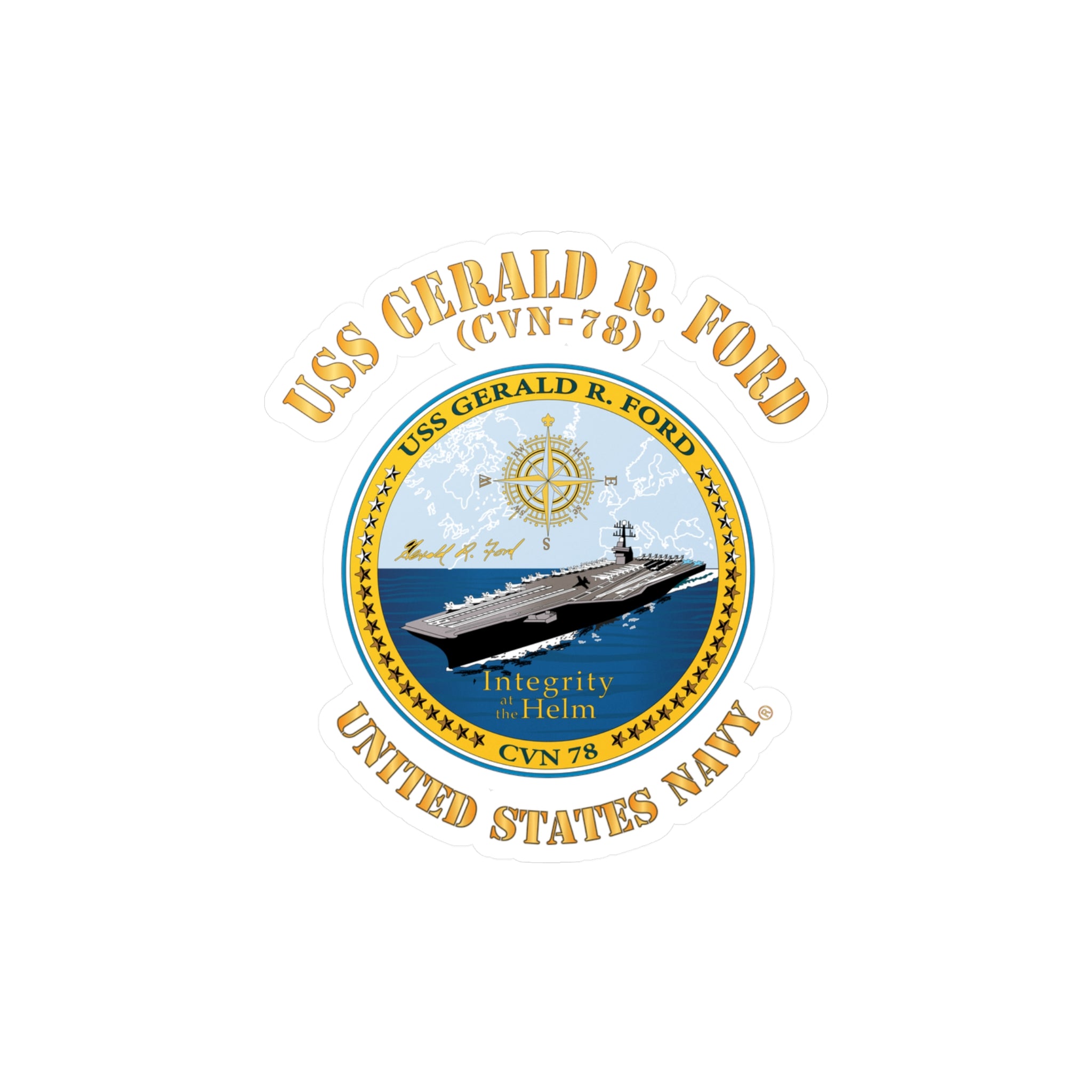 Kiss-Cut Vinyl Decal - Navy - USS Gerald R. Ford (CVN-78)