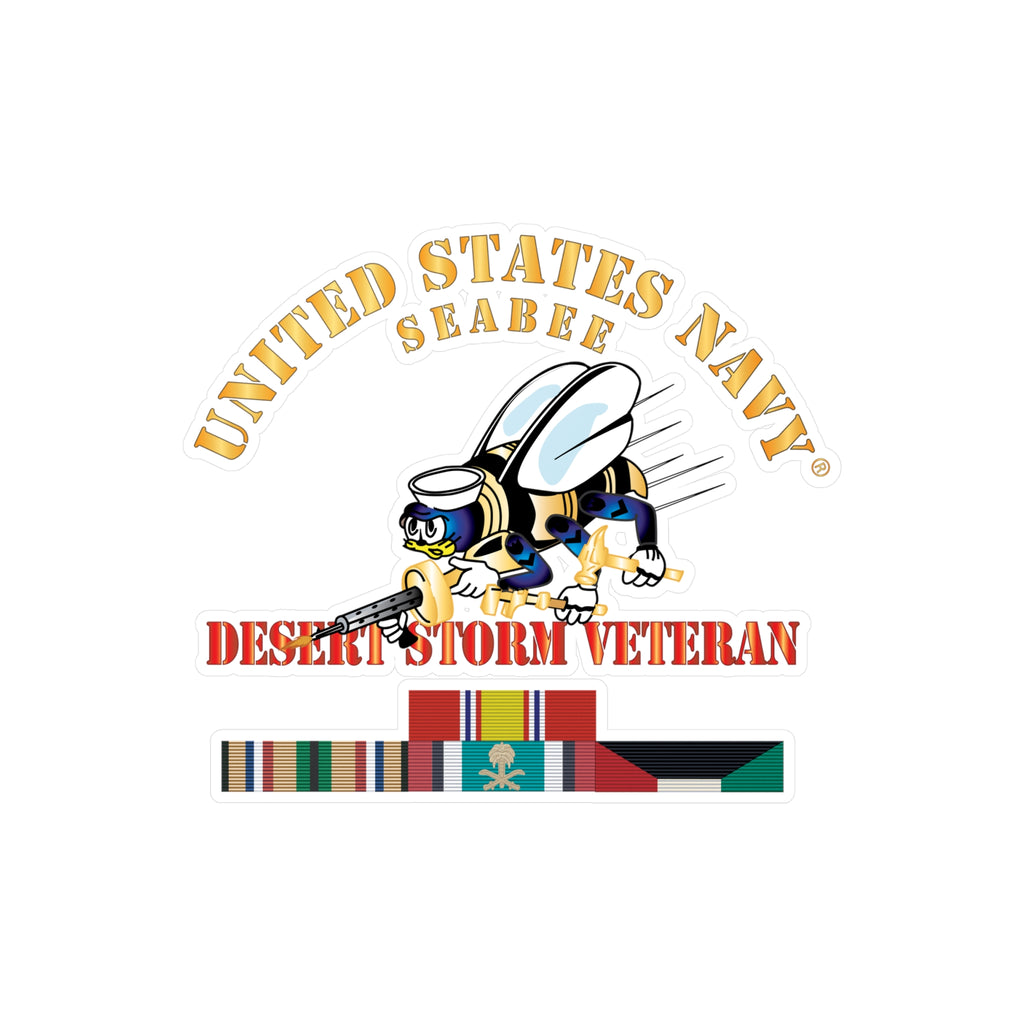 Kiss-Cut Vinyl Decal - Navy - Seabee - Desert Storm Veteran