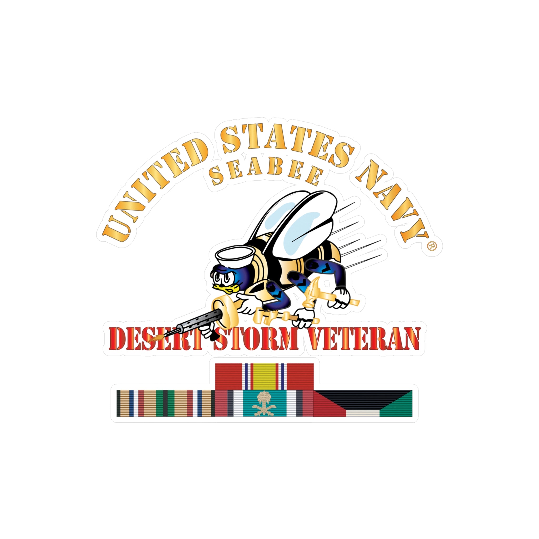 Kiss-Cut Vinyl Decal - Navy - Seabee - Desert Storm Veteran