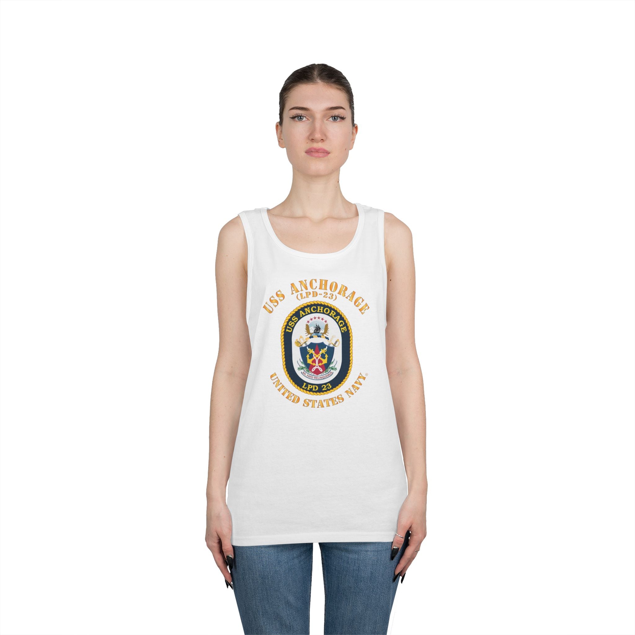 Unisex Heavy Cotton Tank Top - Navy - USS Anchorage (LPD-23)