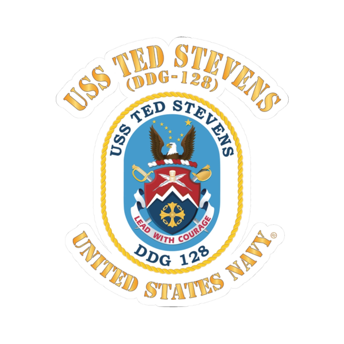 Kiss-Cut Stickers - Navy - USS Ted Stevens (DDG-128)