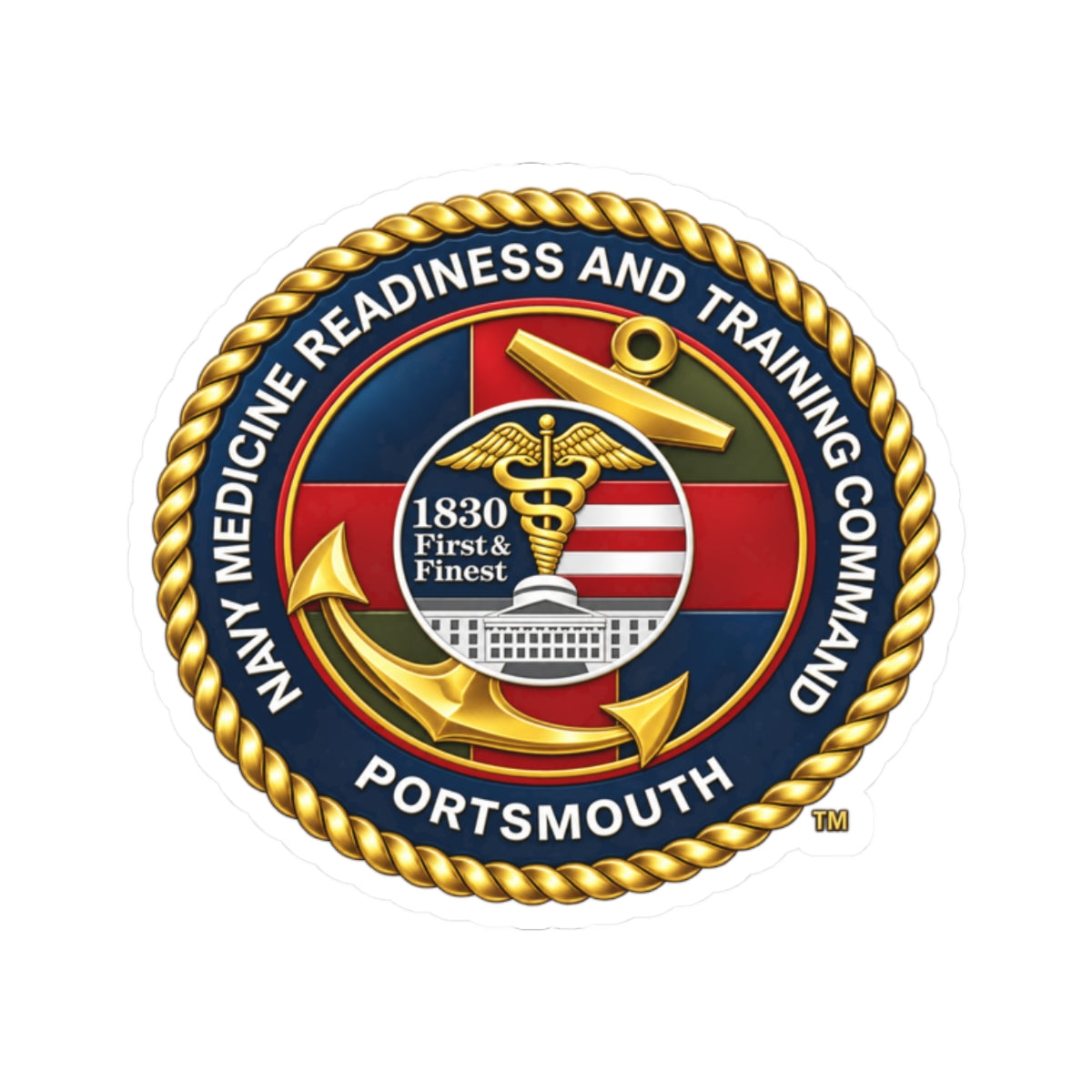 Kiss-Cut Stickers - Navy - Naval Medical Center Portsmouth wo txt - 3D - Enhanced