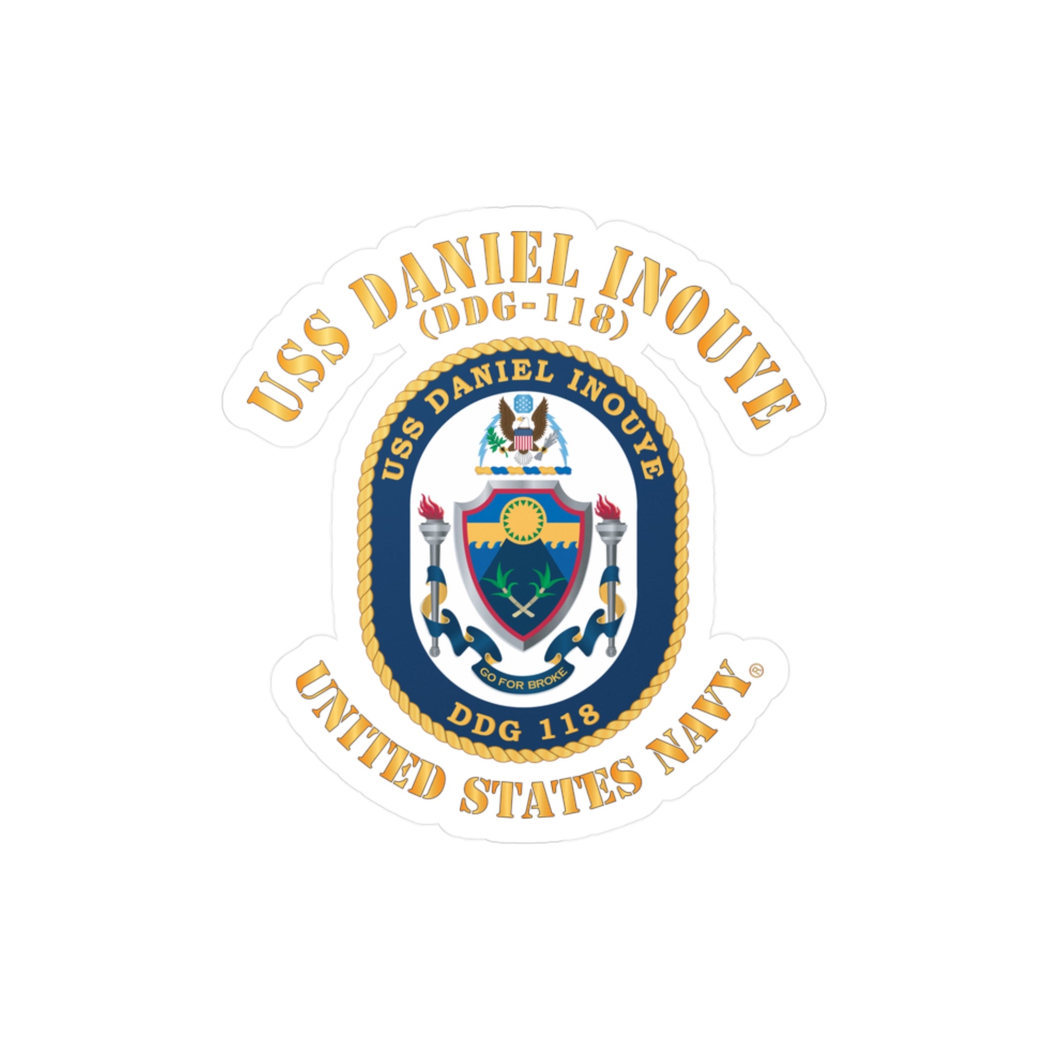 Kiss-Cut Vinyl Decal - Navy - USS Daniel Inouye (DDG-118)