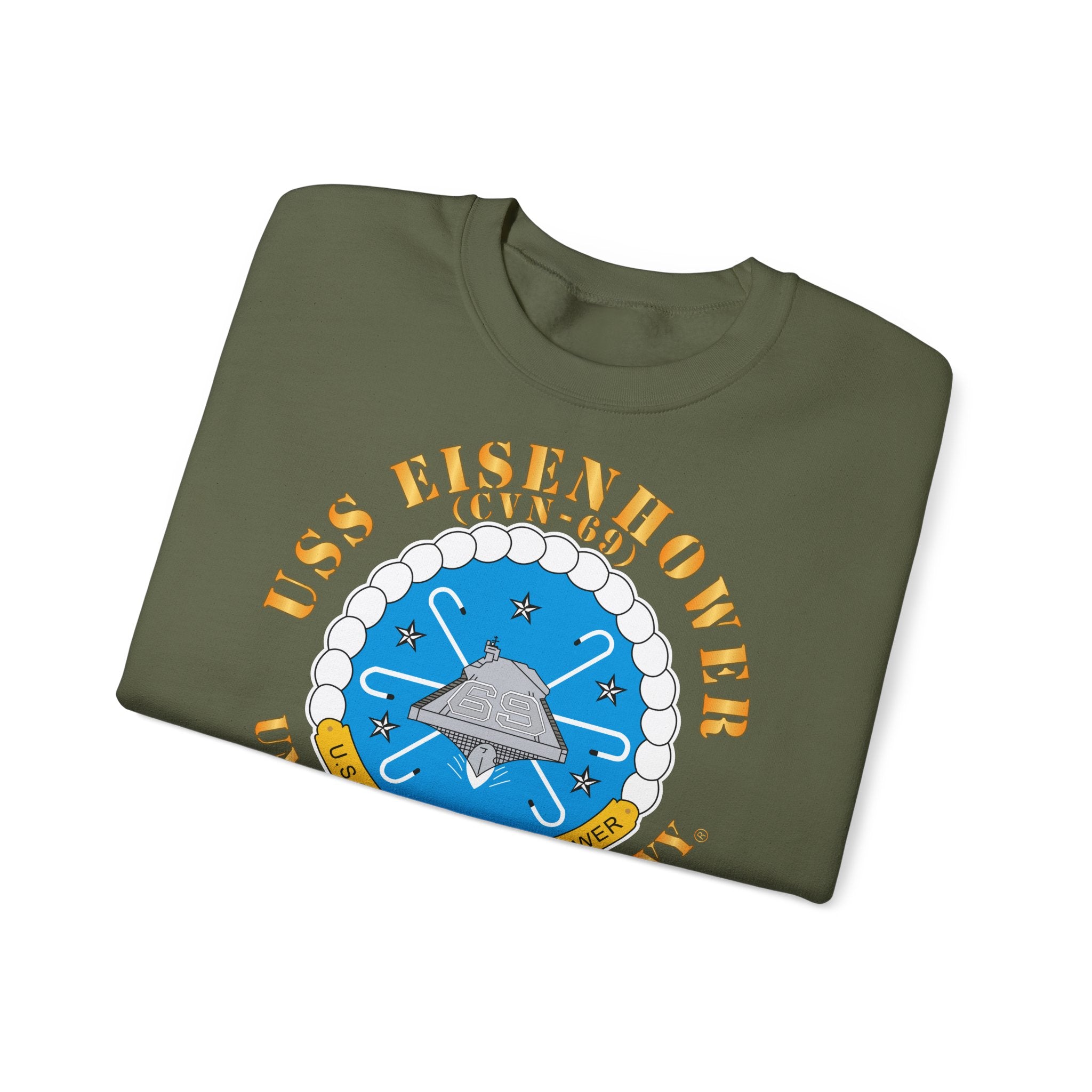 Unisex Heavy Blend™ Crewneck Sweatshirt - USS Dwight D. Eisenhower (CVN-69) Crest with Txt