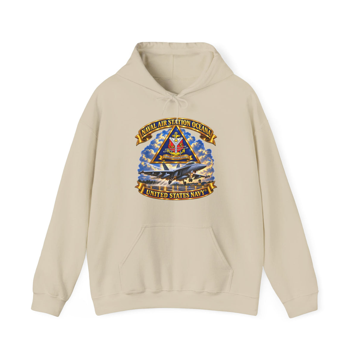 Unisex Heavy Blend™ Hoodies - Navy - Naval Air Station Oceana - Crest with Aircraft - United States Navy - 3D - Enhanced