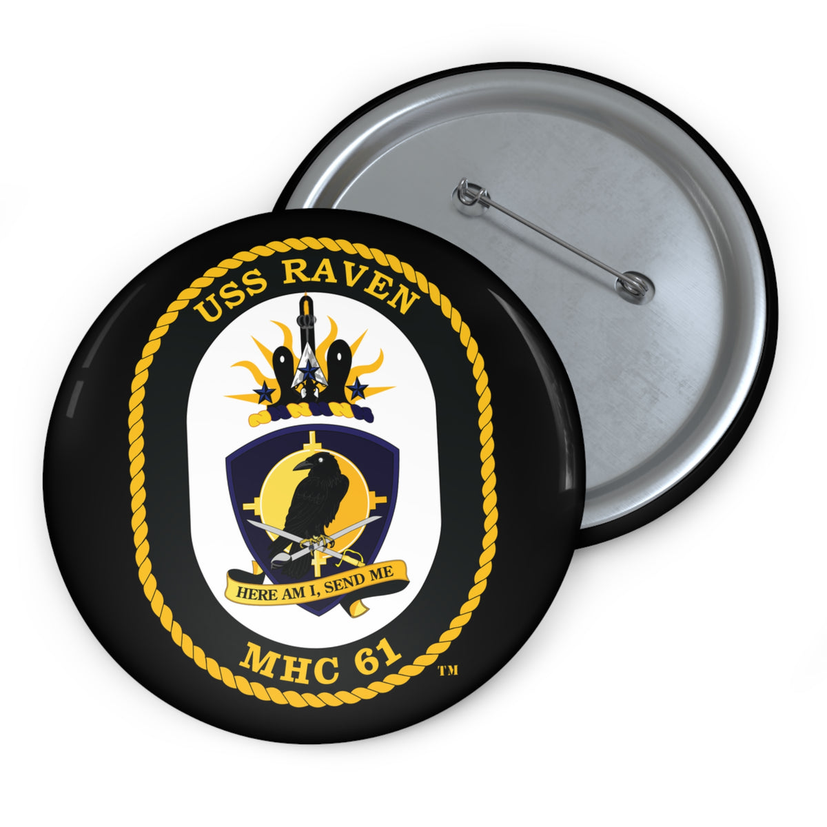 Pin Button - Navy - USS Raven (MHC-61) wo txt