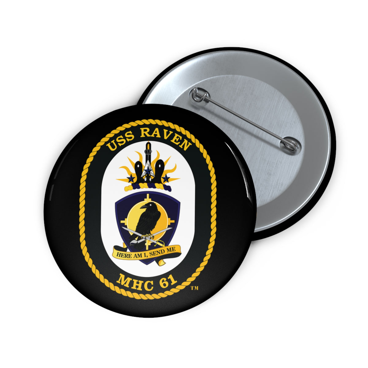 Pin Button - Navy - USS Raven (MHC-61) wo txt