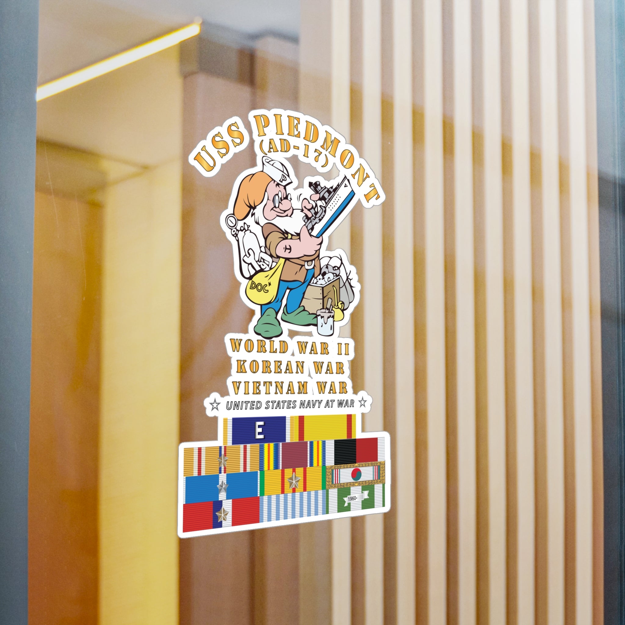 Kiss-Cut Vinyl Decal - Navy - USS Piedmont (AD-17) w WWII - KOREA - VN SVC