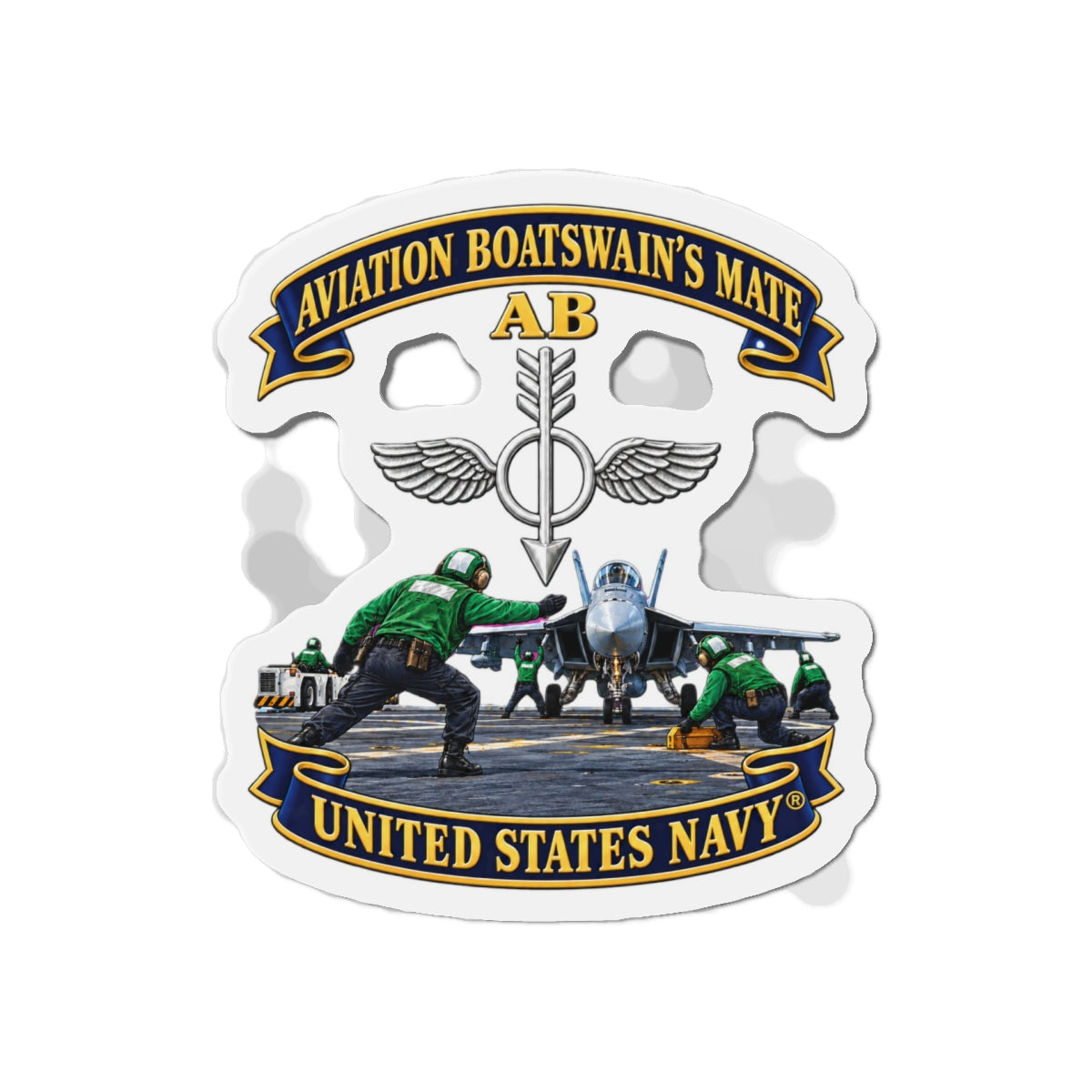 Die-Cut Magnet - Navy - Aviation Boatswains Mate Br with AC handler Scene - 3D - Enhanced