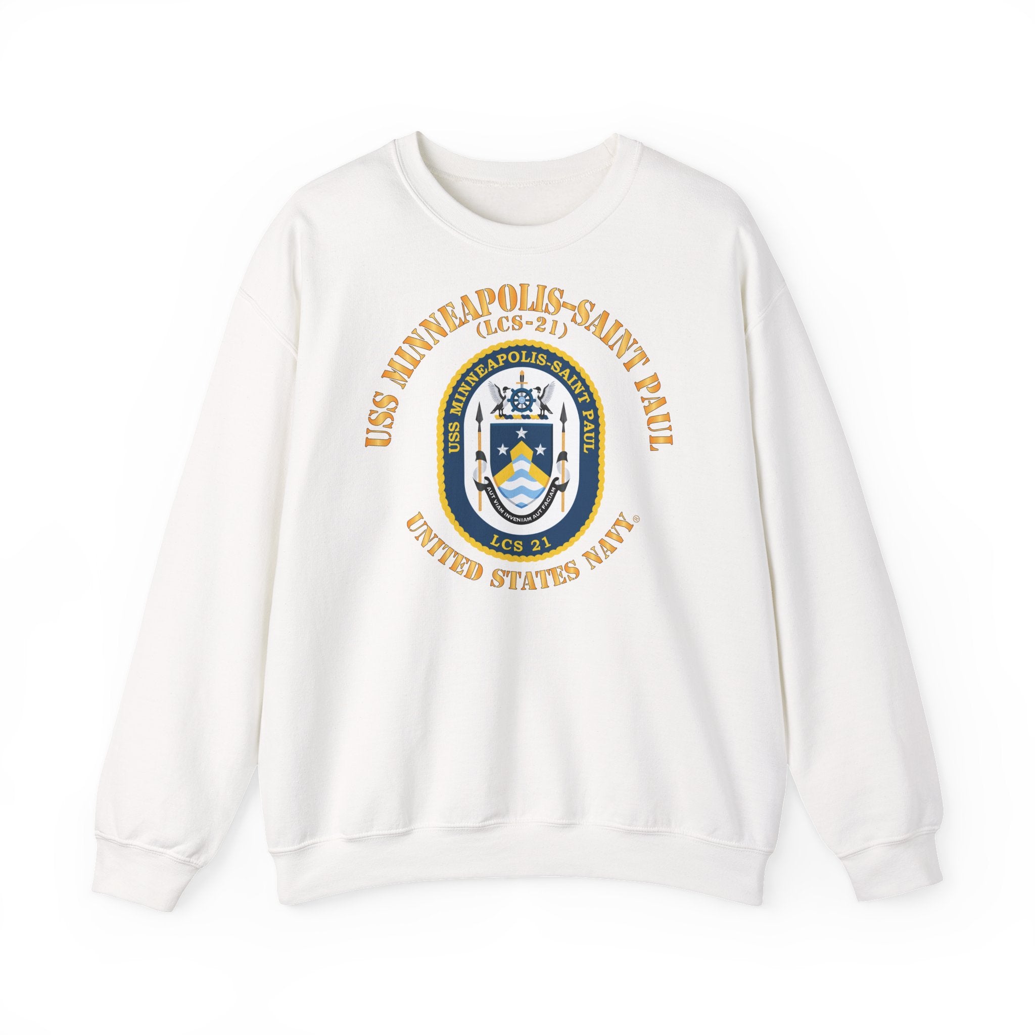 Unisex Heavy Blend™ Crewneck Sweatshirt - Navy - USS Minneapolis–Saint Paul (LCS-21)