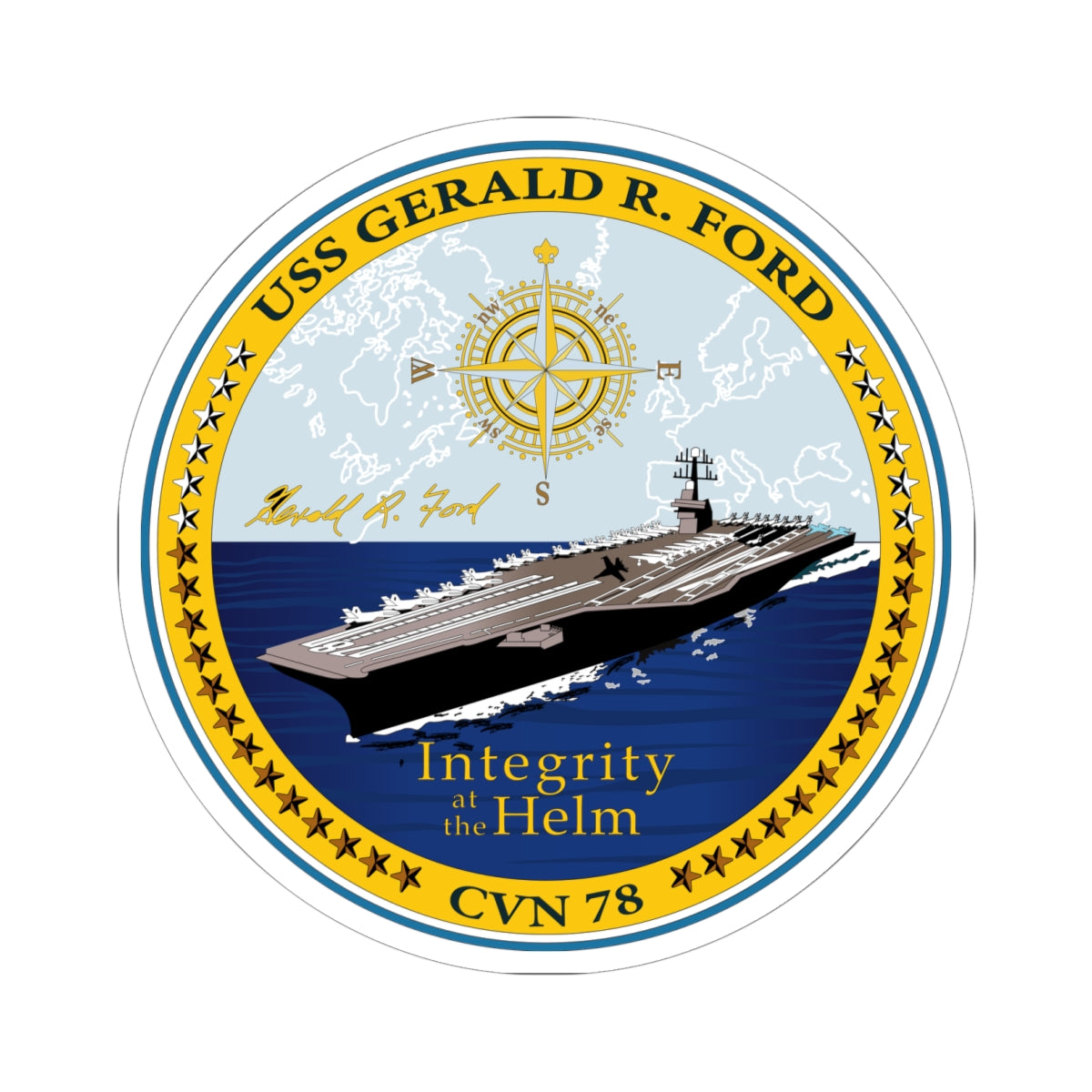 Kiss-Cut Stickers - Navy - USS Gerald R. Ford (CVN-78) wo txt