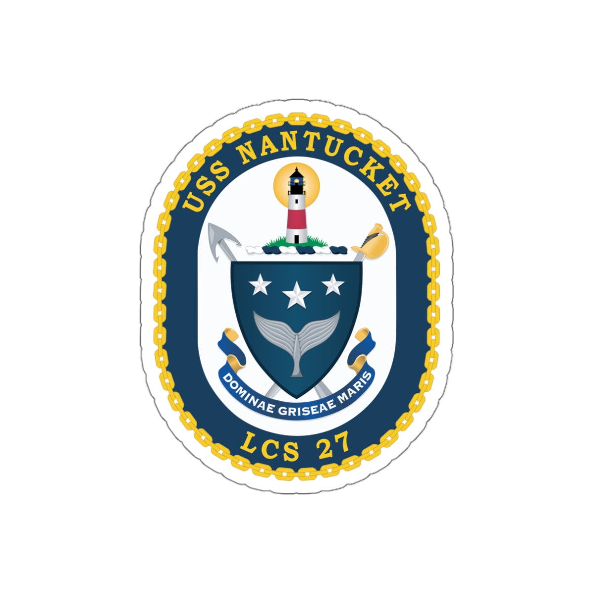 Die-Cut Vinyl Sticker - Navy - USS Nantucket (LCS-27) wo txt
