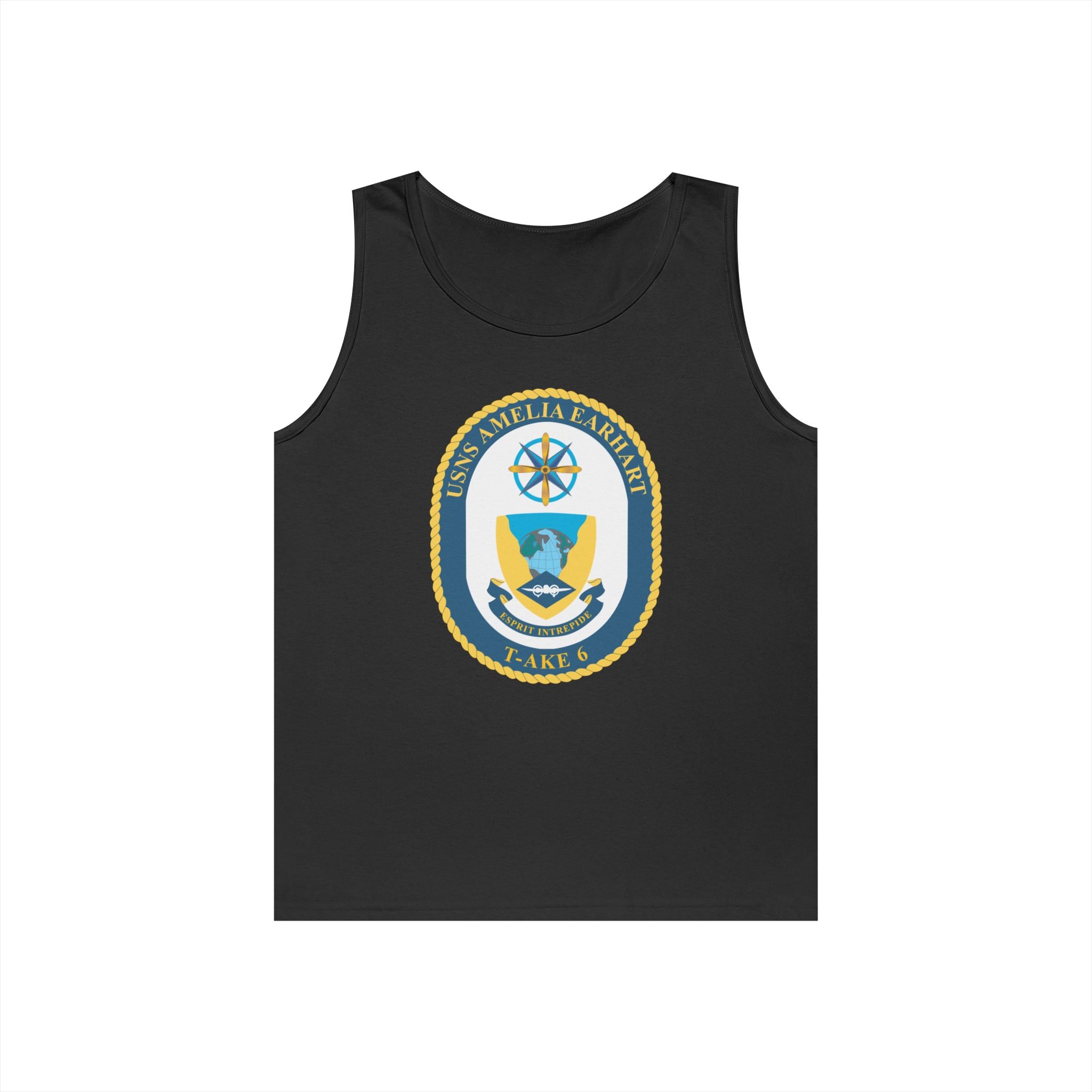 Unisex Heavy Cotton Tank Top - Navy - USNS Amelia Earhart (T-AKE 6) wo txt