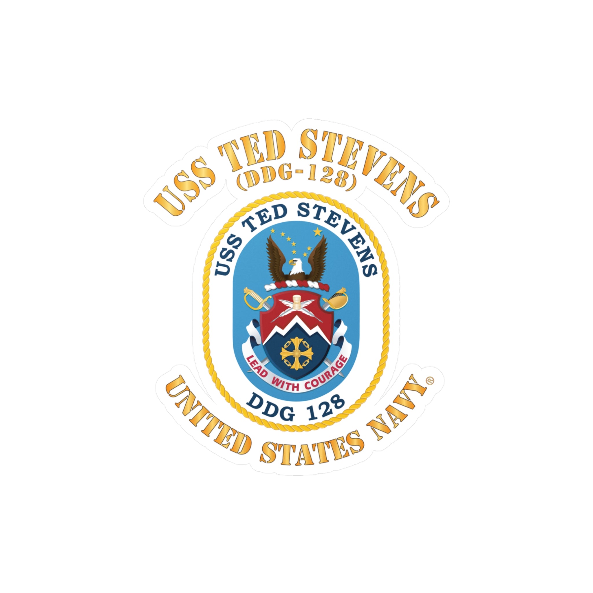 Kiss-Cut Vinyl Decal - Navy - USS Ted Stevens (DDG-128)