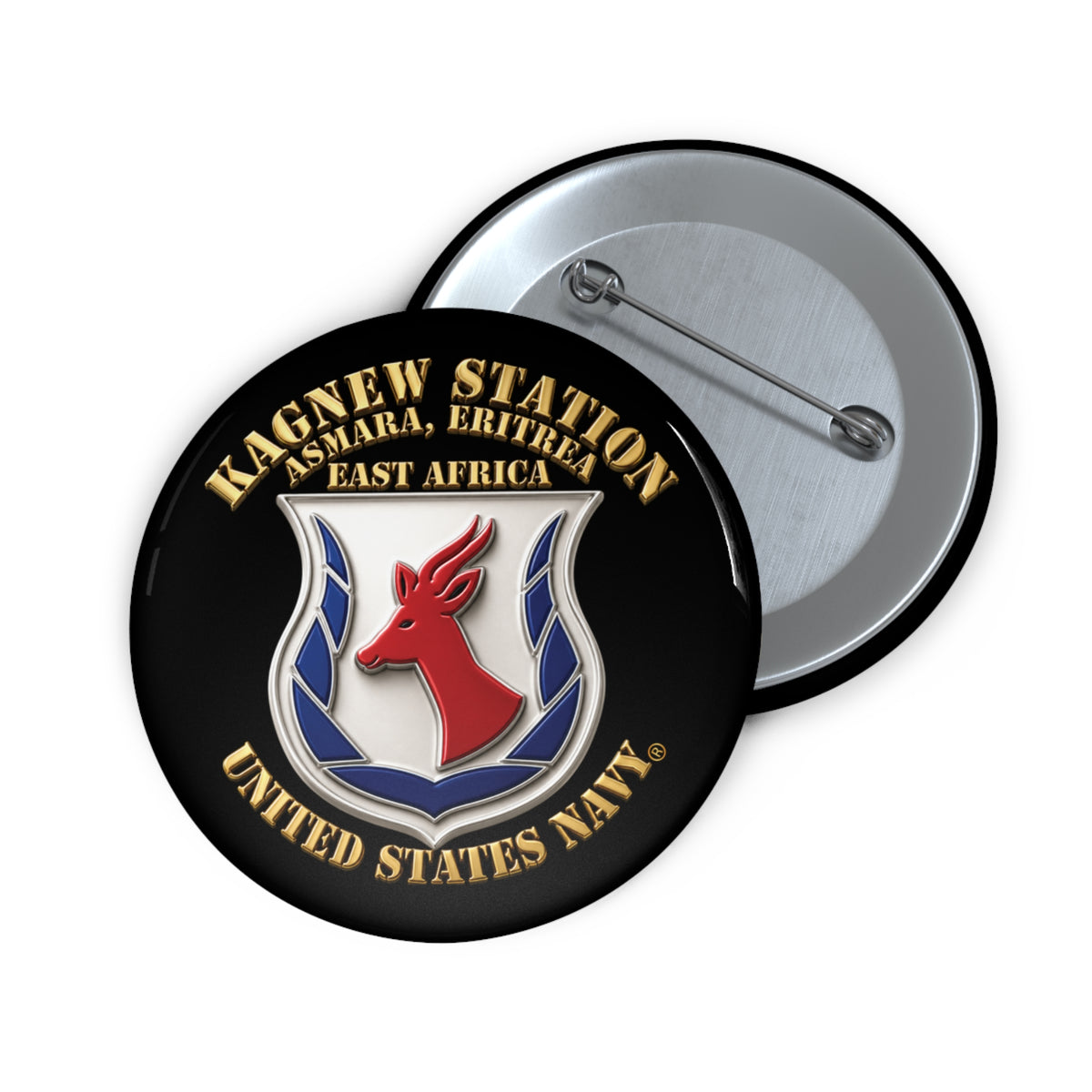Pin Button - Navy - Kagnew Station - Asmara, Eritrea - East Africa - 3D X 300
