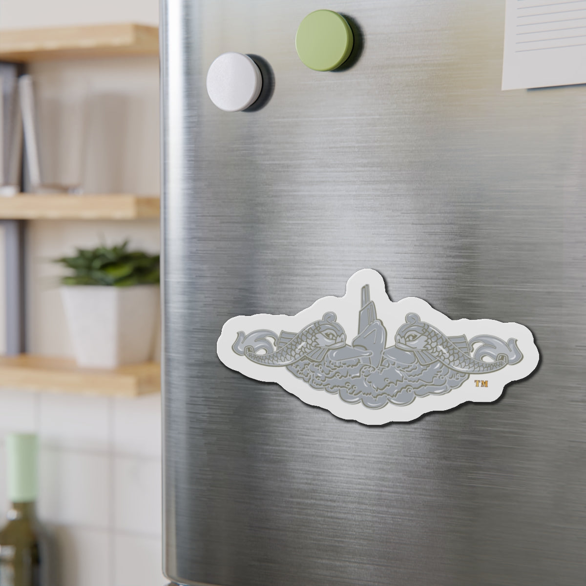 Die-Cut Magnet - Navy - Submarine Badge - Silver  wo Txt