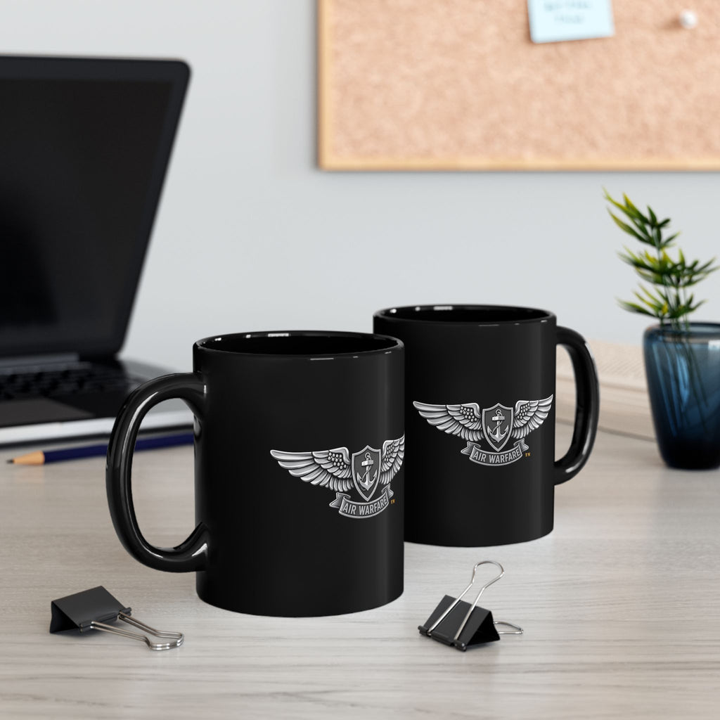 Black Mug (11oz, 15oz) - Navy - Badge - Enlisted Aviation Warfare Specialist wo txt