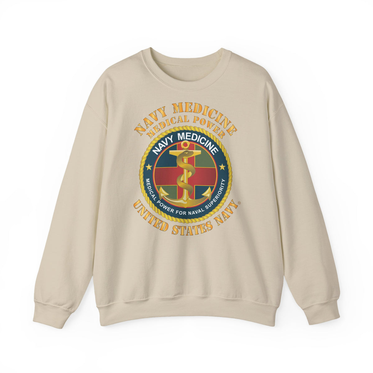 Unisex Heavy Blend™ Crewneck Sweatshirt -  Navy Medicine - Medical Power for Naval Superiority X 300
