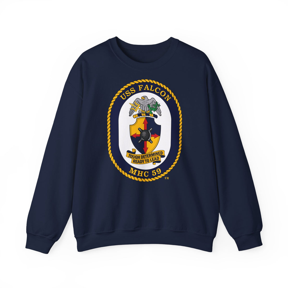 Unisex Heavy Blend™ Crewneck Sweatshirt - Navy - USS Falcon (MHC-59) wo txt