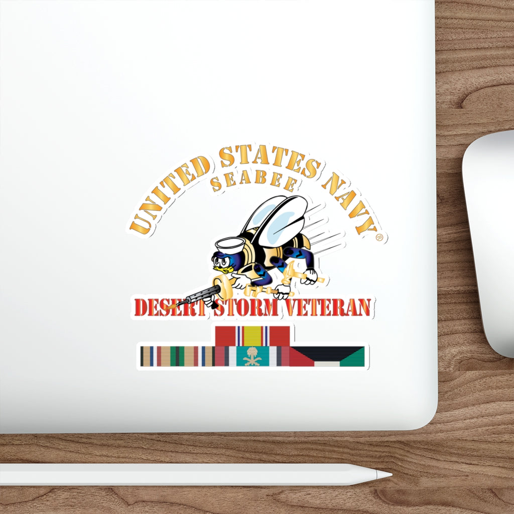 Die-Cut Vinyl Sticker - Navy - Seabee - Desert Storm Veteran