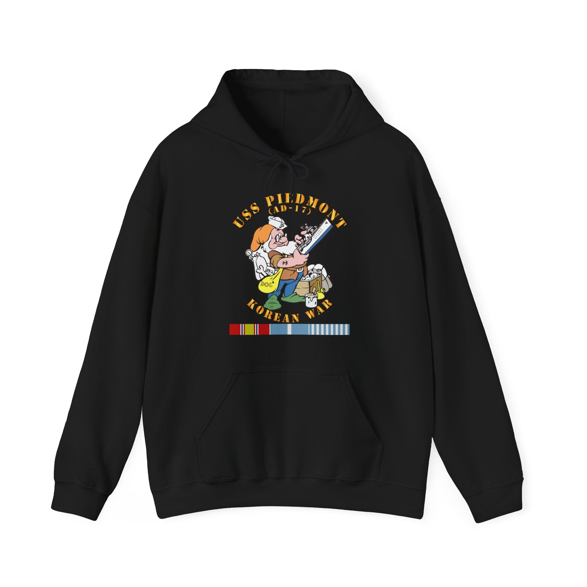 Unisex Heavy Blend™ Hoodies - Navy - USS Piedmont (AD-17) w KOREA SVC - Korean War