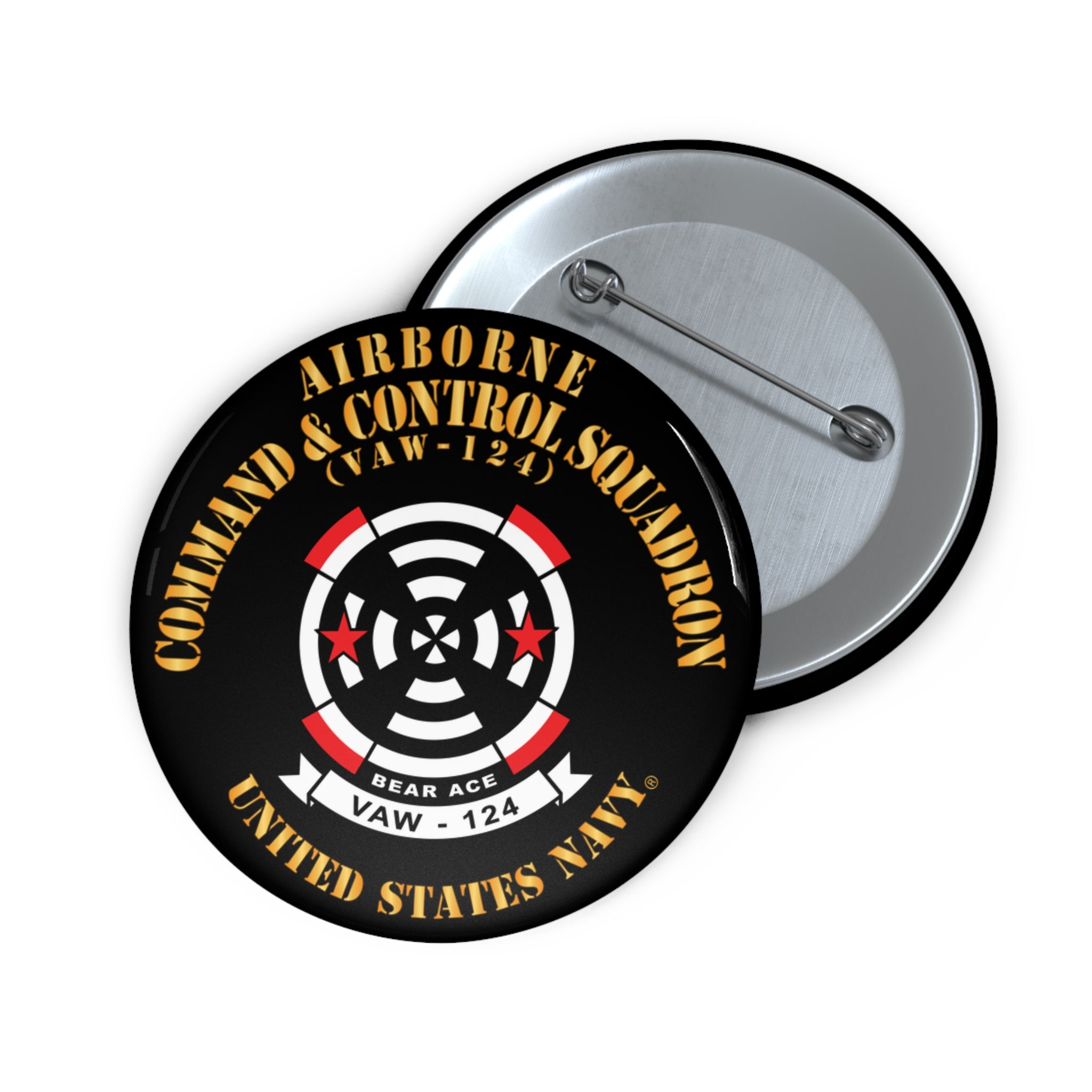 Custom Pin Button - Navy - Airborne Command & Control Squadron 124 (VAW-124)