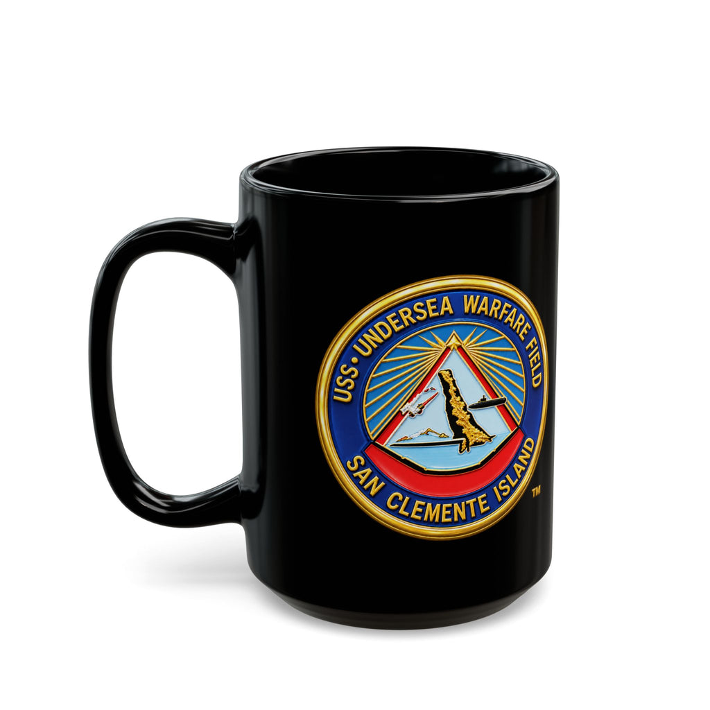 Black Mug (11oz, 15oz) - Navy - USS Undersea Warfare Field - San Clemente Island - Crest - 3D - Enhanced