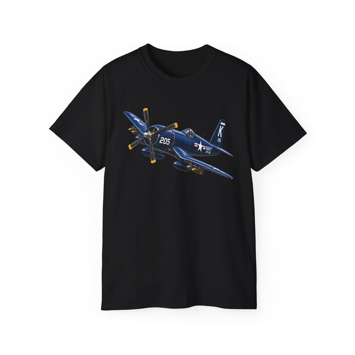 Unisex Ultra Cotton T-Shirt - NAVY - F4U-4 Corsair 205 (VF-32) - 3D - Enhanced